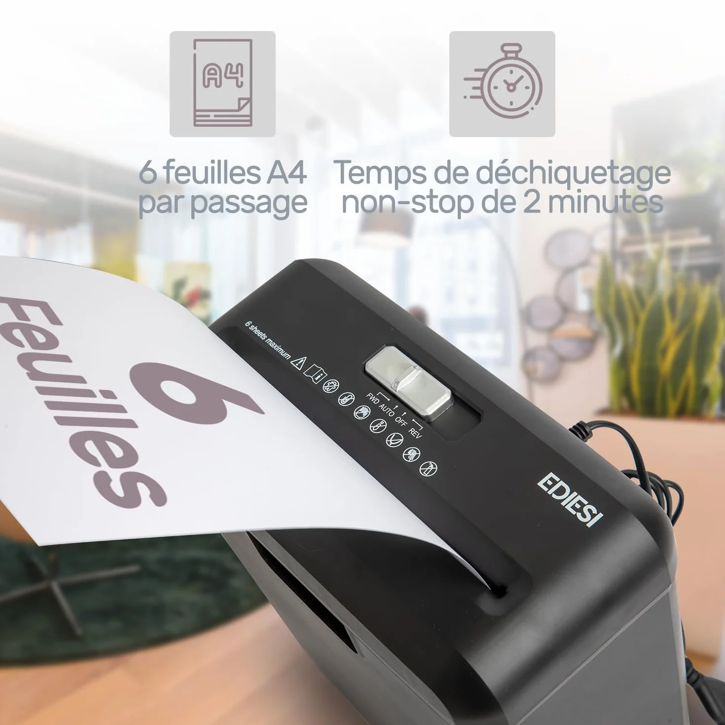 Destructeur de Documents 6 Feuilles pour Cartes de Crédit CD DVD Portable 10 Litres