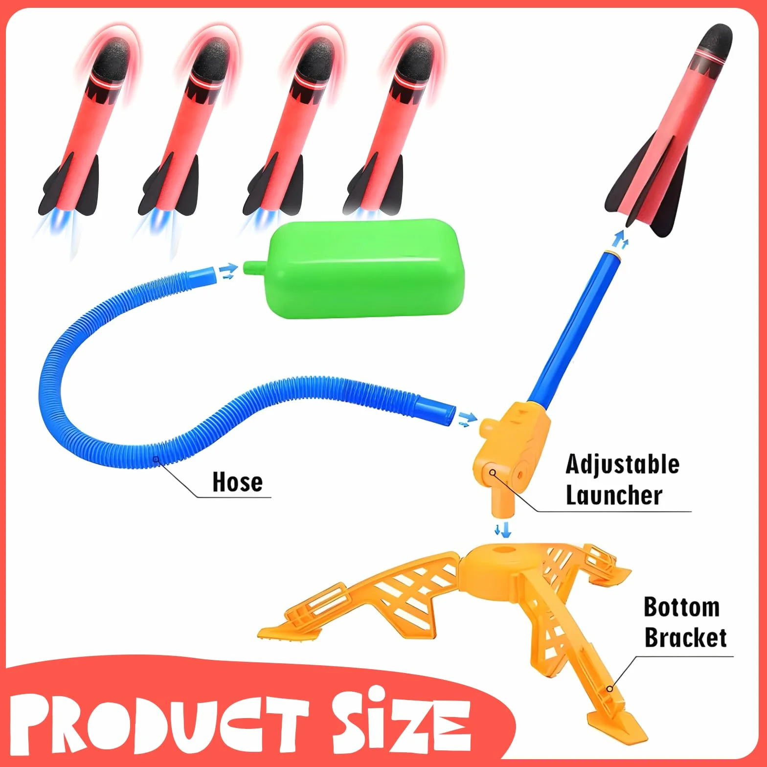 Jouet Fusée Nouvelle Version Air Rocket avec 4 Lance-Rocket en Mousse pour Enfant 2-12 Ans Garçon