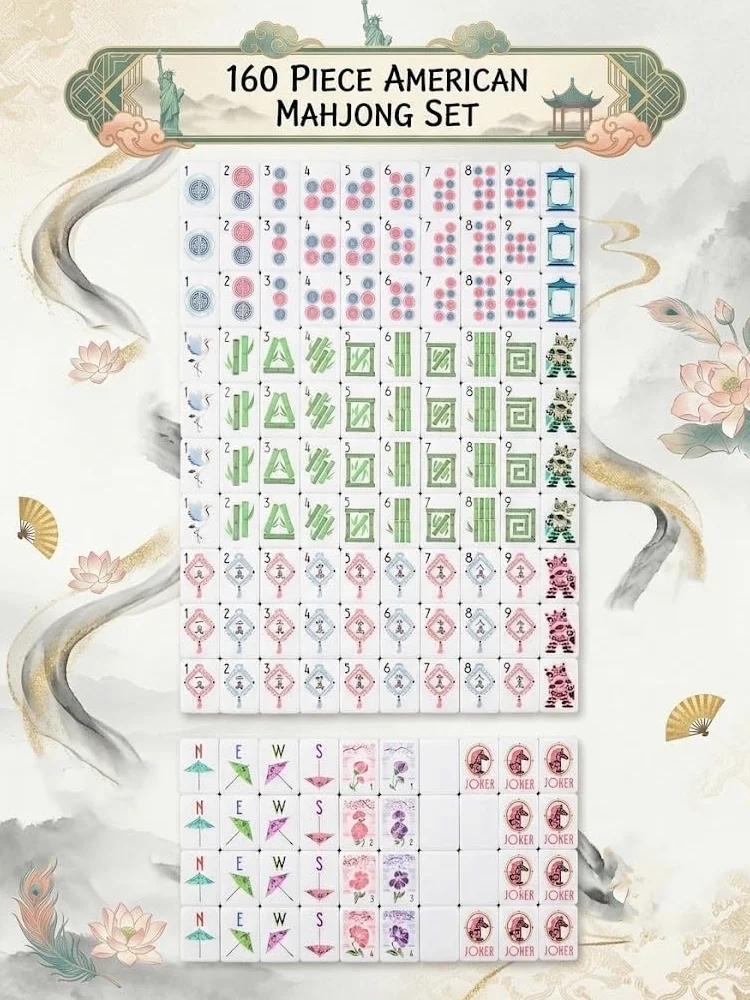 Tuiles de Mahjong à 4 Couches avec Sac de Transport | Carreaux gravés clairs avec dés for divertissement à domicile, soirées de jeu, rassemblement social(1.26"Beige)