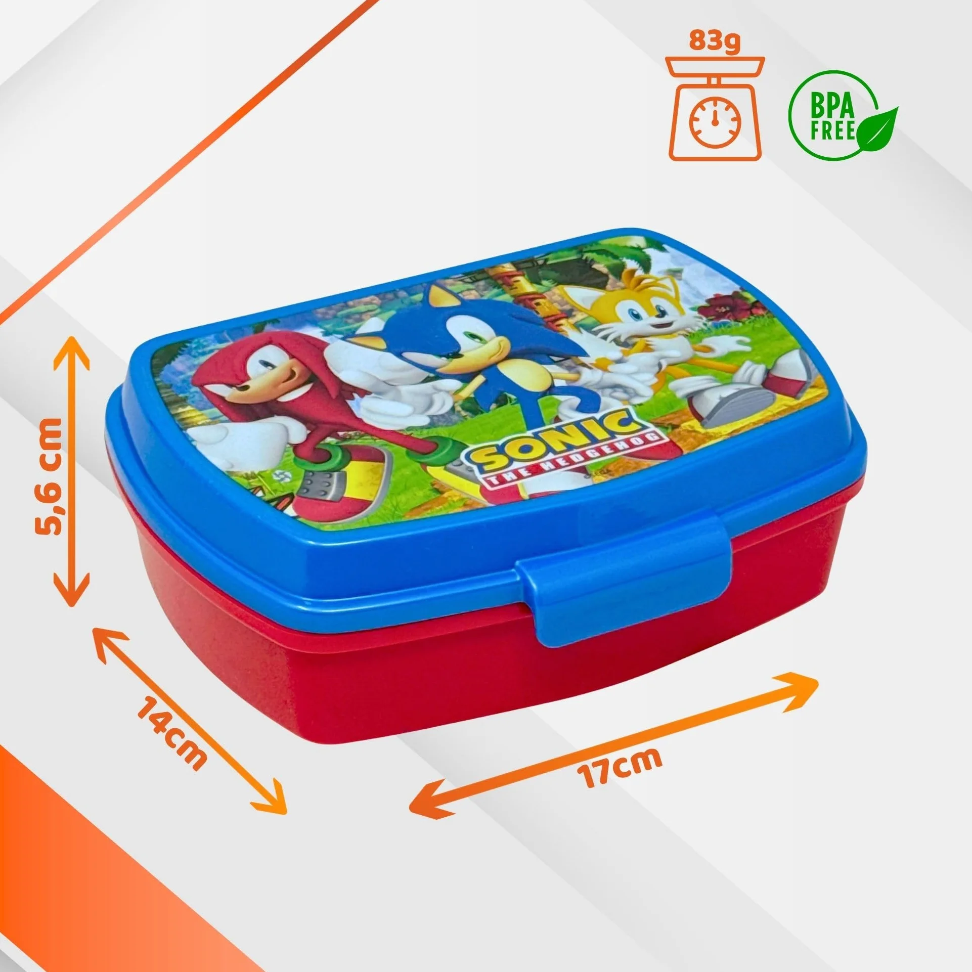 Boîte à Goûter Enfant Sonic 17x14 cm Lunch Box École Maternelle Plastique Sans BPA