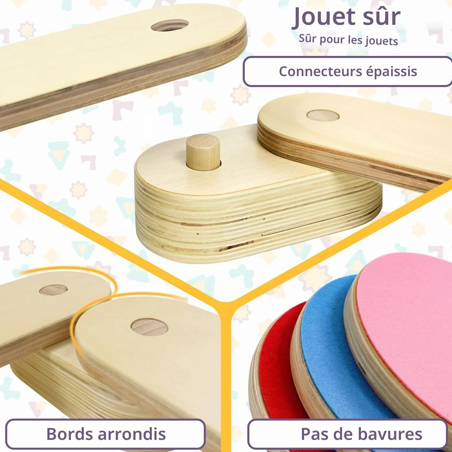 Poutre d'équilibre en bois avec 6 pierres d'équilibre pour enfants, jouet combinable intérieur extérieur à partir de 3 ans