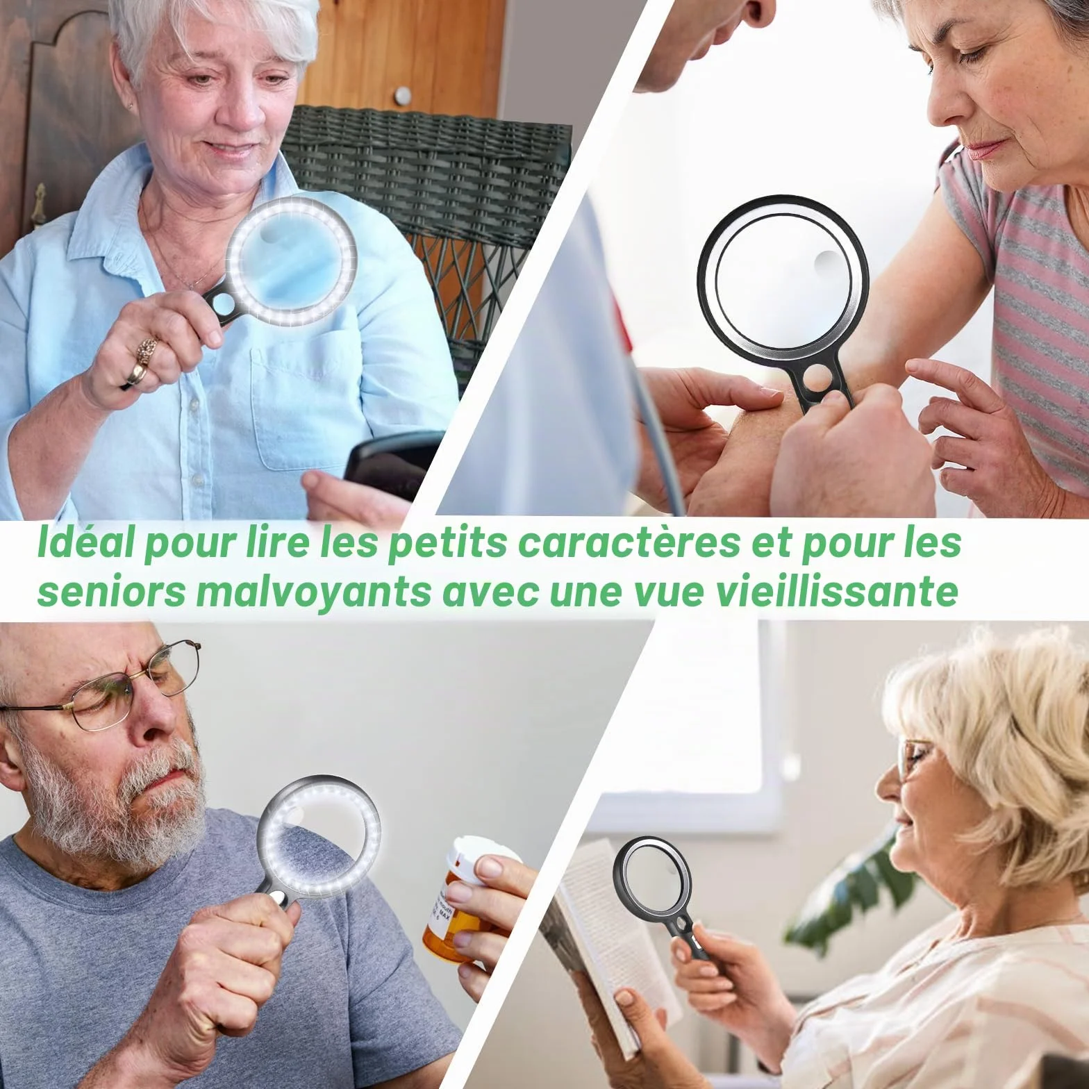 Loupe de Lecture 30X 45X 60X avec 30 Lumières LED, 2 Modes d'Éclairage pour Seniors, Malvoyant