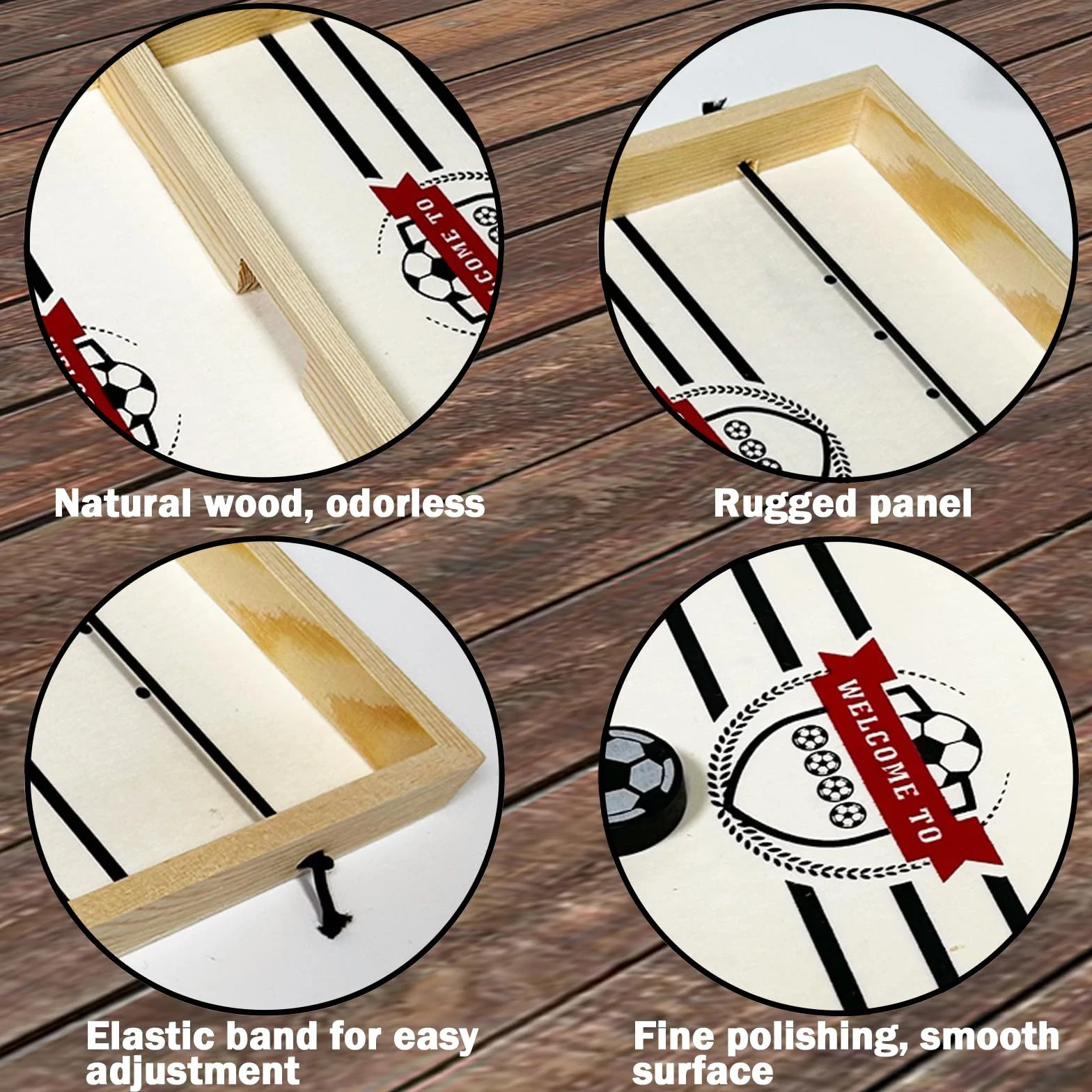 Jeu de Palet Bois Sling Puck Rapide pour Enfant, Jeu de Société avec 1 Échiquier et 20 Pièces, Football