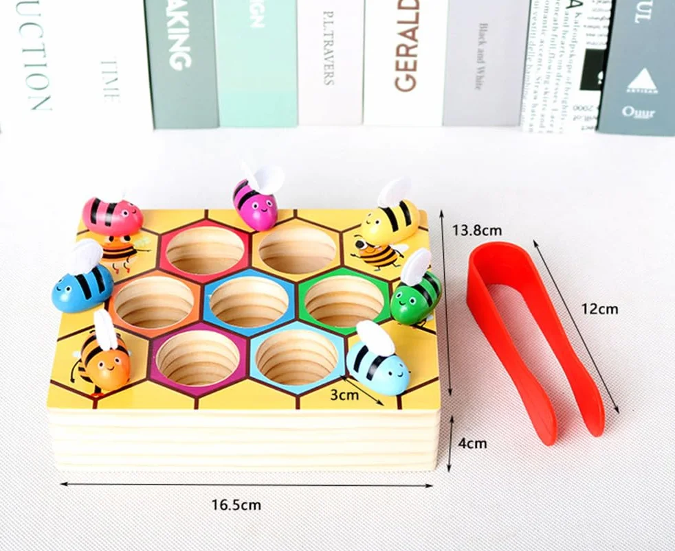Jouet Montessori Abeille à Clip, Jeu de tri des Couleurs en Bois et Motricité Fine