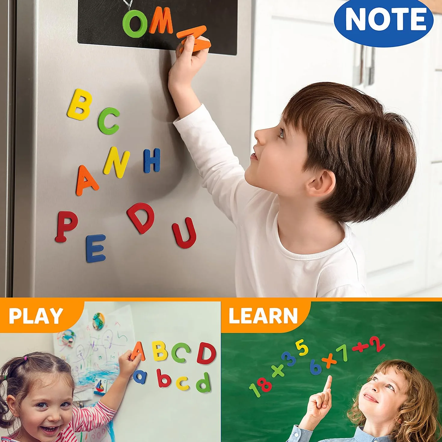 Lettres et Chiffres Magnétiques 108 Pièces pour Enfants, Alphabet Majuscules et Minuscules, Jouet Éducatif en EVA