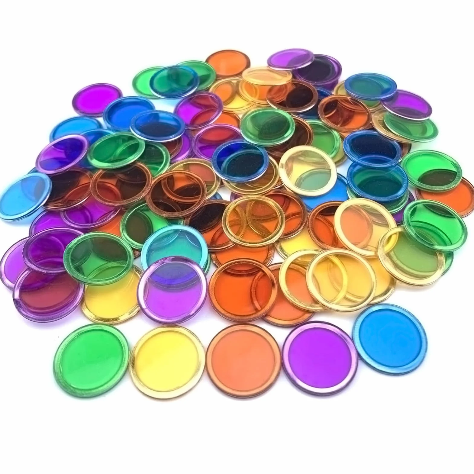 Jetons de Loto avec Anneaux Métalliques - Accessoires de Jeu d'Échecs Transparent pour Bingo - Puces de Comptage de Mathématiques