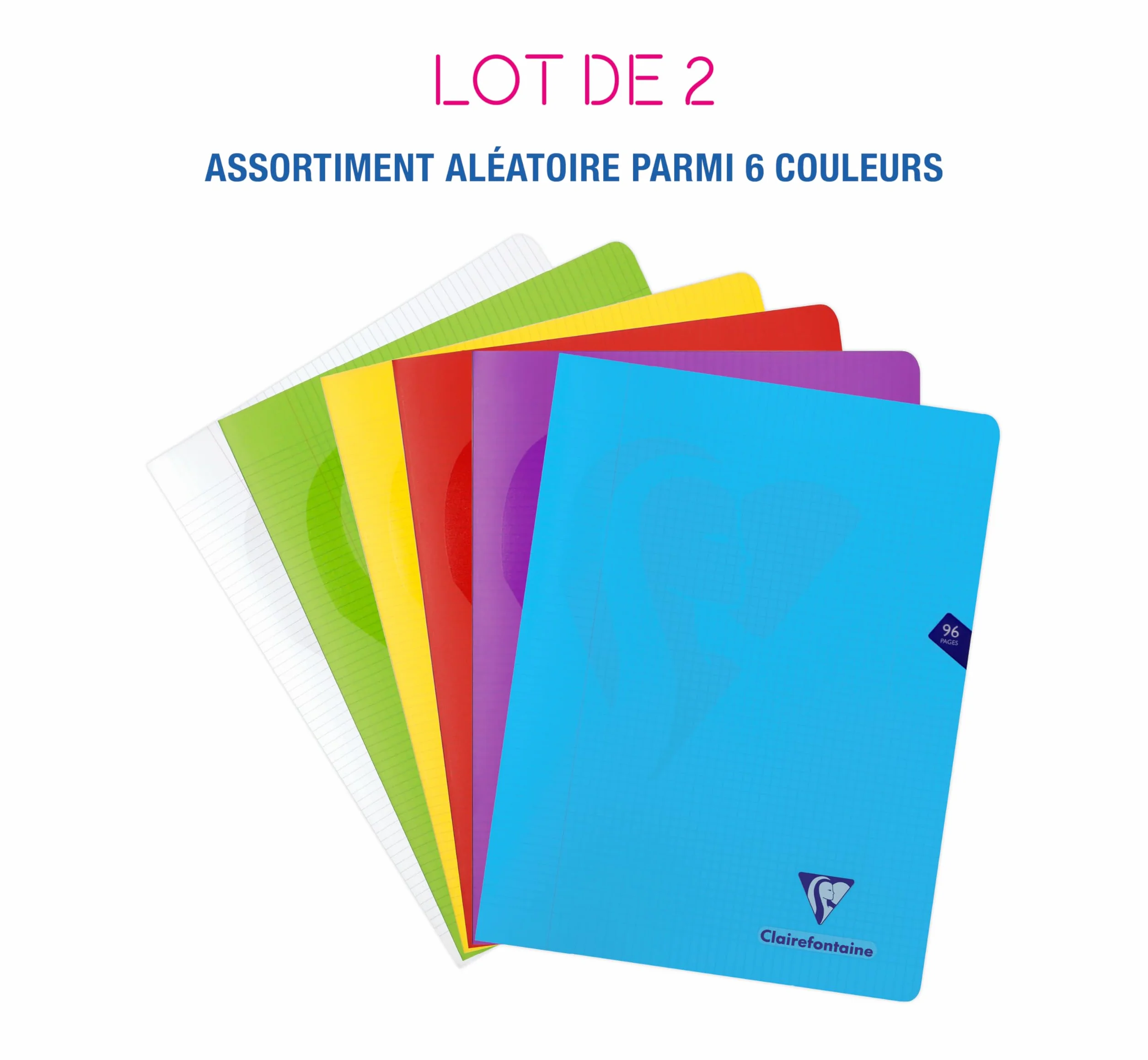 Clairefontaine 303368AMZC Lot de 2 Cahiers Agrafés Mimesys 24x32 cm 96 Pages Petits Carreaux avec Marge Papier Blanc 90 g Couverture Polypro Transparent
