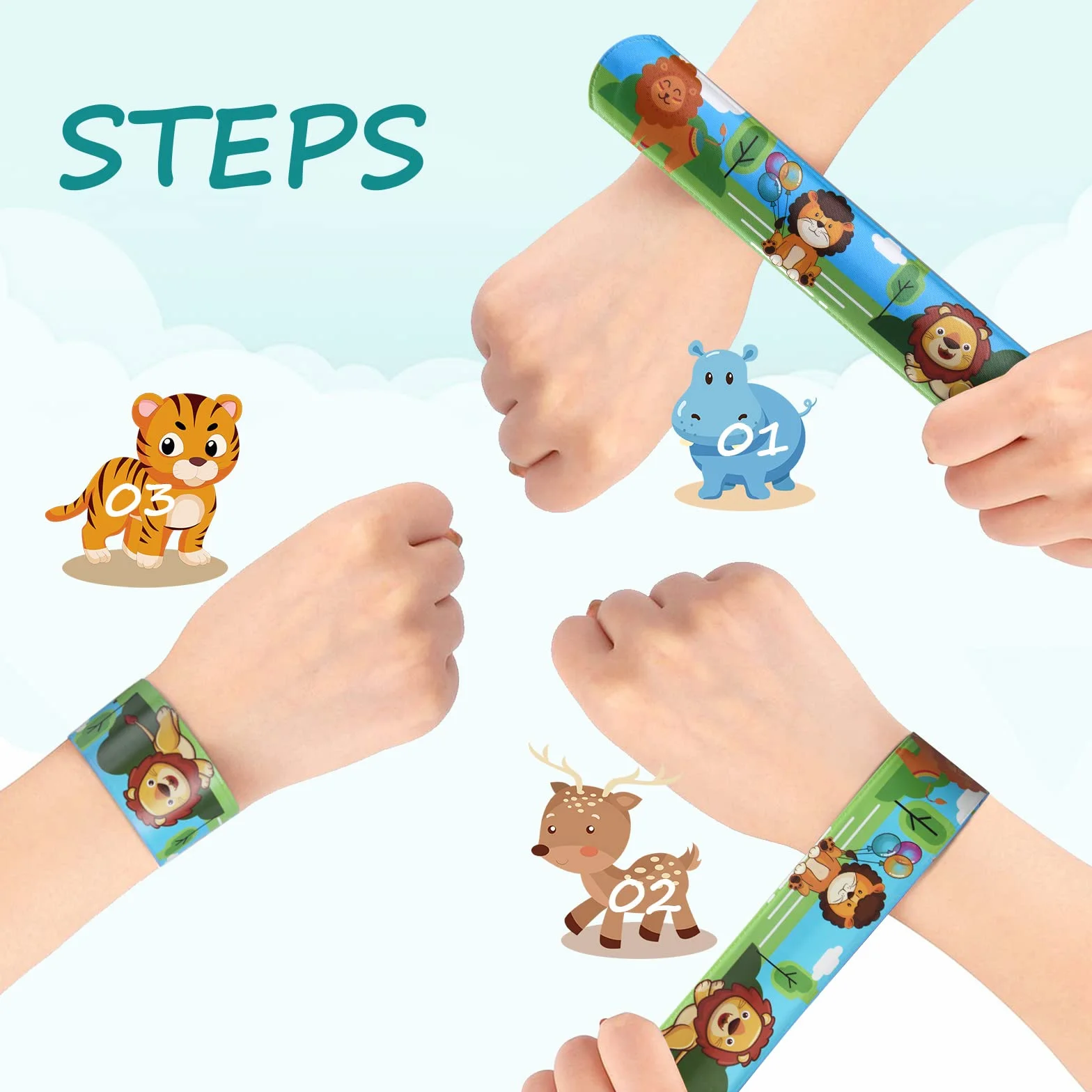 flintronic 30pcs Slap Bracelets à Claquer, Slap Bandes Multicolores pour Enfants