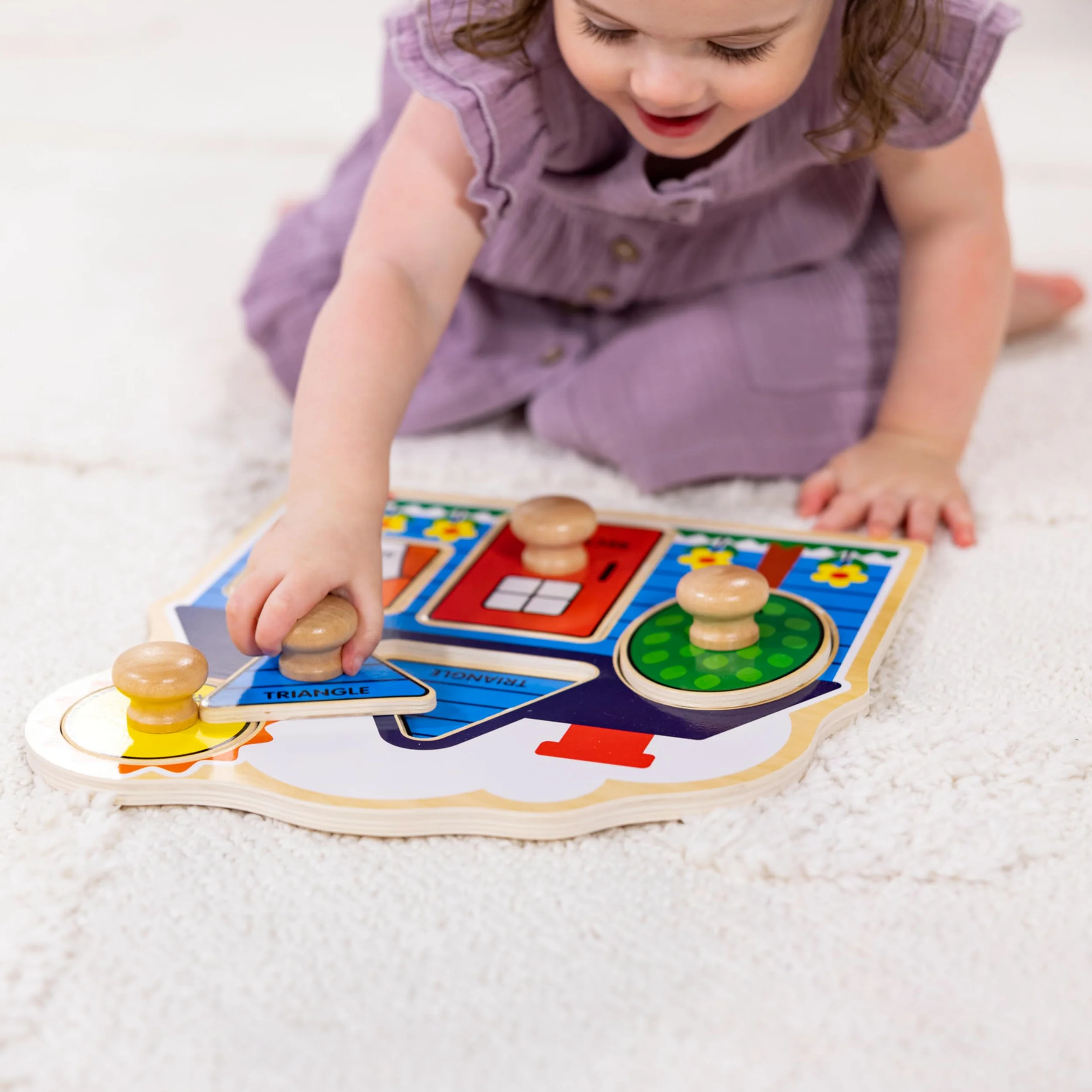 Melissa & Doug Lot de 2 Puzzles à Grandes Chevilles en Bois pour Les bébés, Les Petits garçons et Les Petites Filles - Grande Ferme, Premières Formes
