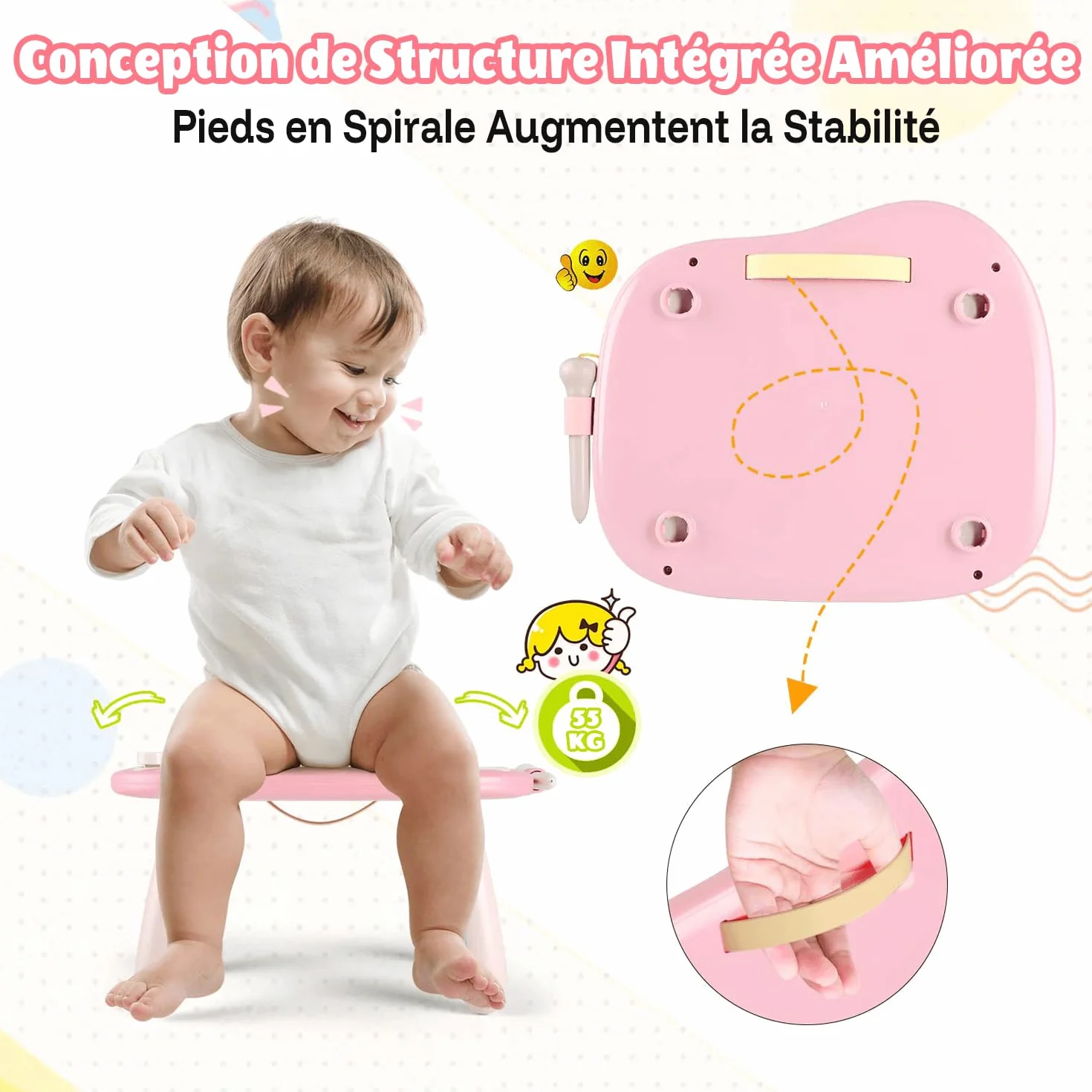 Smasiagon Ardoise Magique avec Pieds, Tableau de Dessin Magnétique Effaçable pour Enfants 1-3 Ans (Rose Clair)