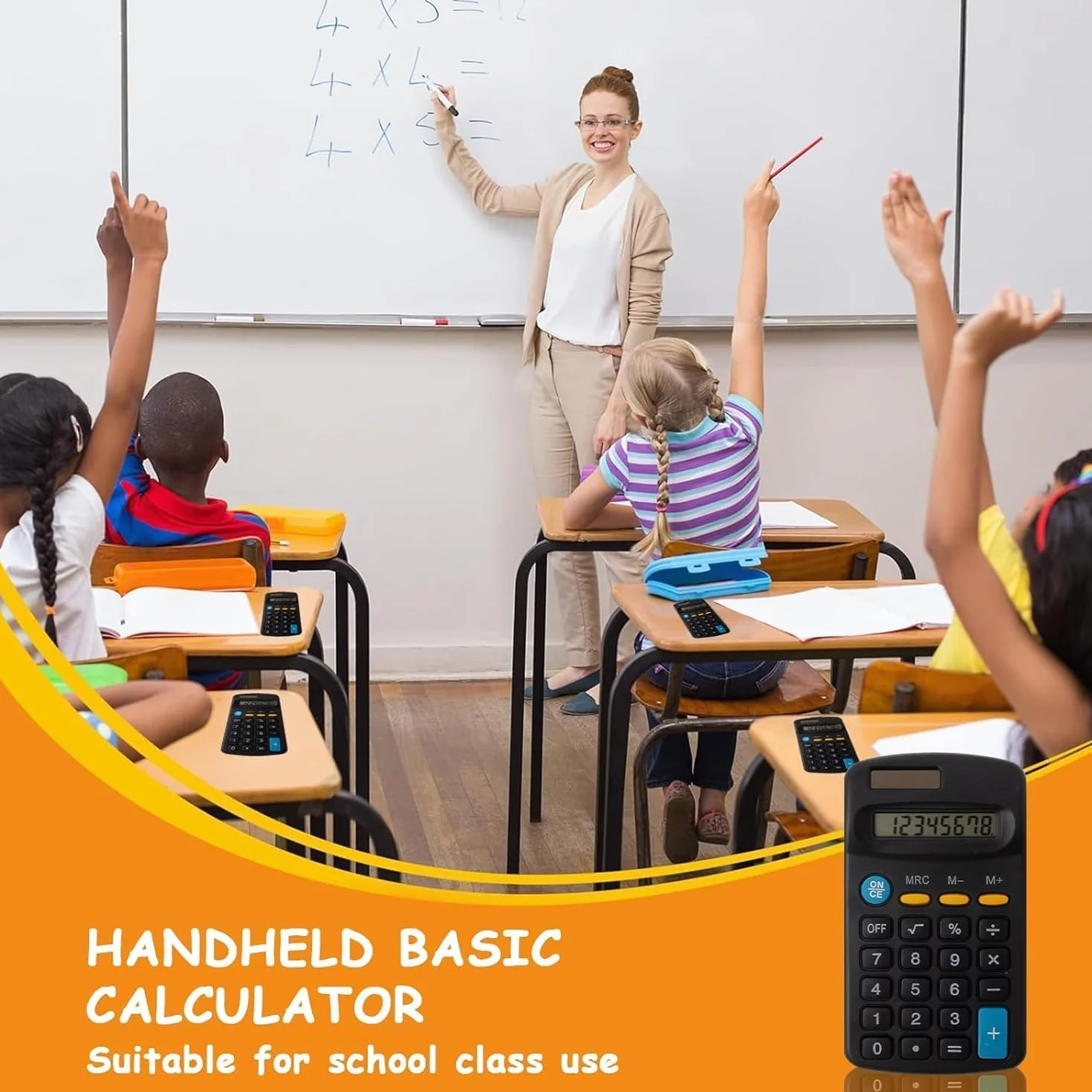 Lot de 20 Calculatrices de Poche à 4 Fonctions, Affichage 8 Chiffres, Noir pour Étudiants, École