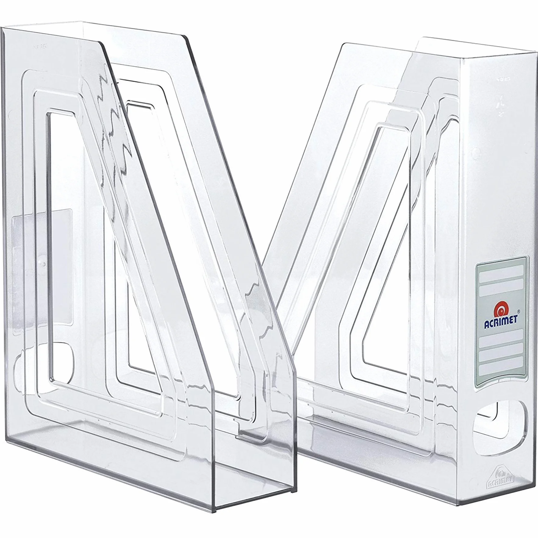 Acrimet Porte-Revues Support Durable Organisateur Dossiers Bureau Plastique Transparent Cristal Lot de 2