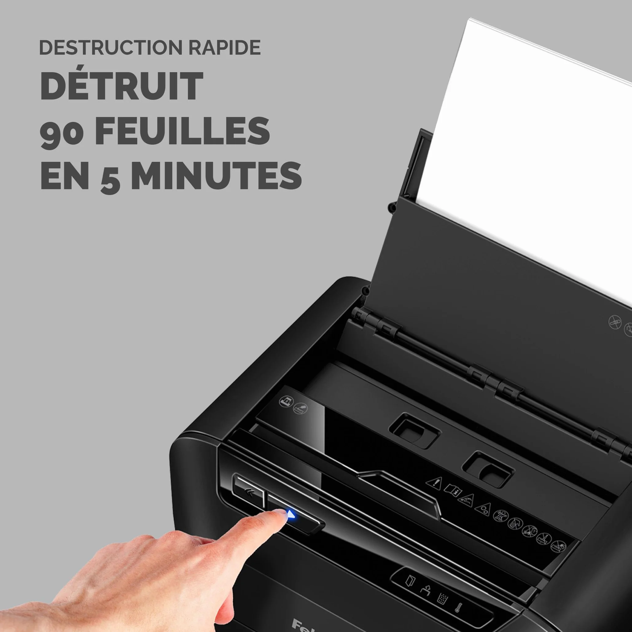 Fellowes Destructeur Hybride AutoMax 90M 90 Feuilles Automatique 9 Manuel P4 Sécurité 17 L Noir
