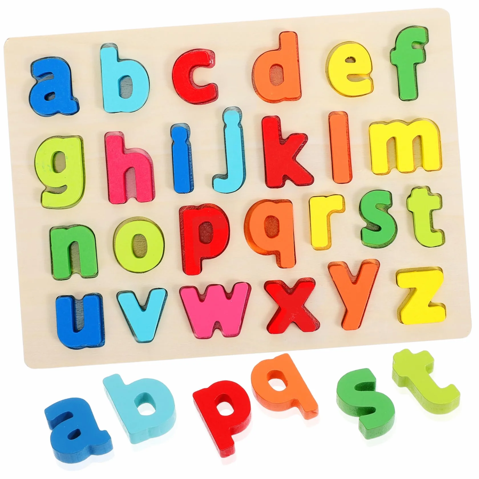 Toyvian Jeu de Puzzles Bois Alphabet Lettres Minuscules pour Garçon Fille Âge Préscolaire 3 Ans et Plus avec Lettres de A à Z Éducatif