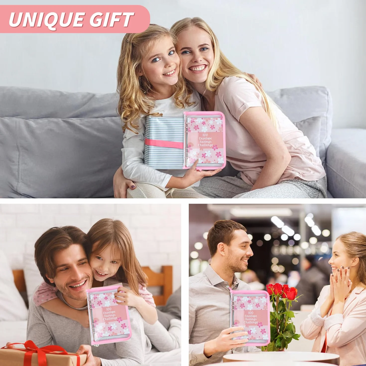 Enveloppes Budget, Planner Budget Cahier Finances Personnelles, Portefeuille Budgétaire, Classeur Budget Fermeture éclair, Rose Cerise