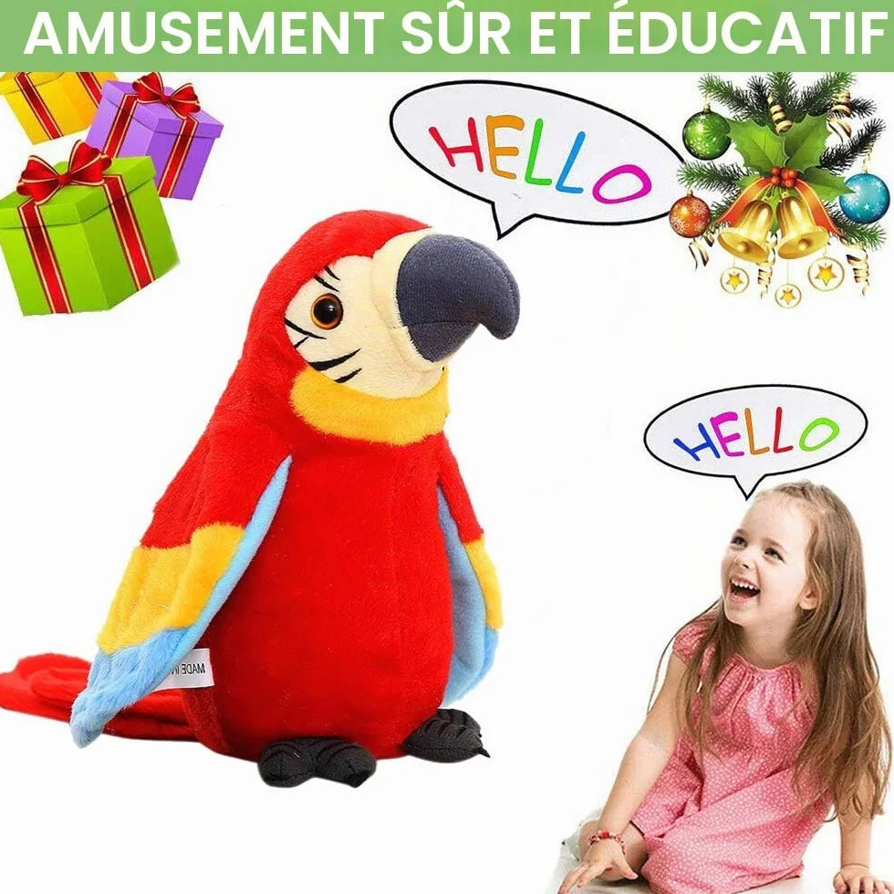 Jouet Perroquet en Peluche Imite le Son Animaux Répétez ce que vous dites Ailes électronique Oiseau Interactif Cadeau Noël Anniversaire