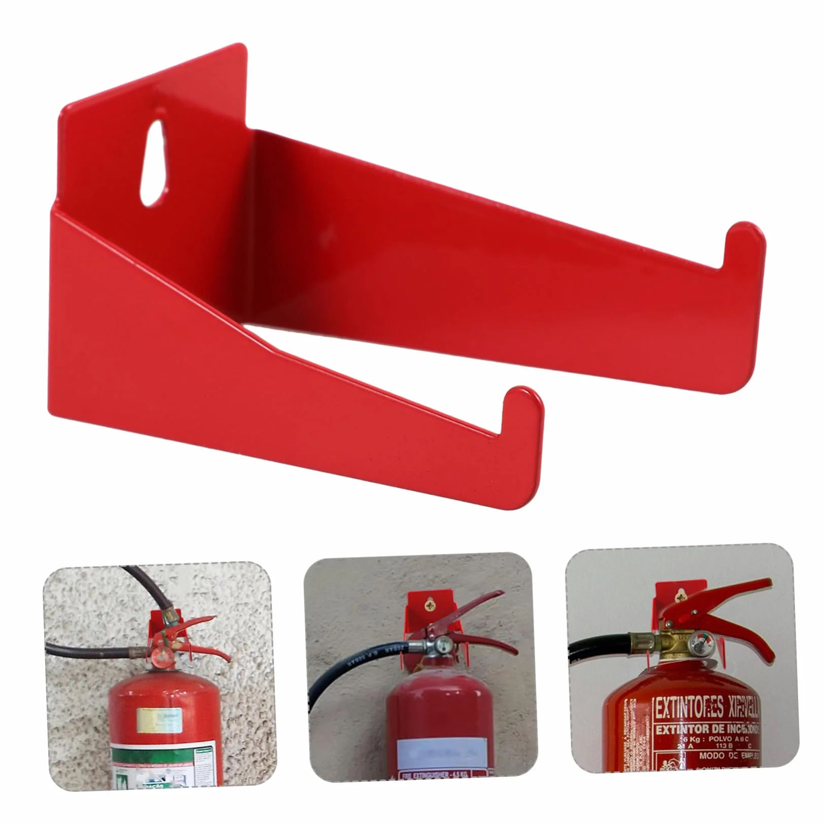Cabilock Crochets Porte-extincteur Métal Rouge 4pcs Support Mural pour Extincteurs 1-4kg