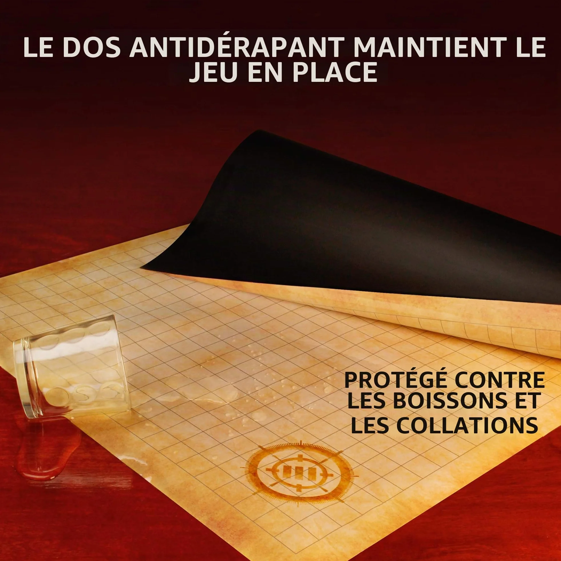ENHANCE Grid Mat RPG DND Map 61x91cm Effaçable à Sec Jeu de Rôle Tapis de Jeu Battle Grid avec Pochette de Voyage