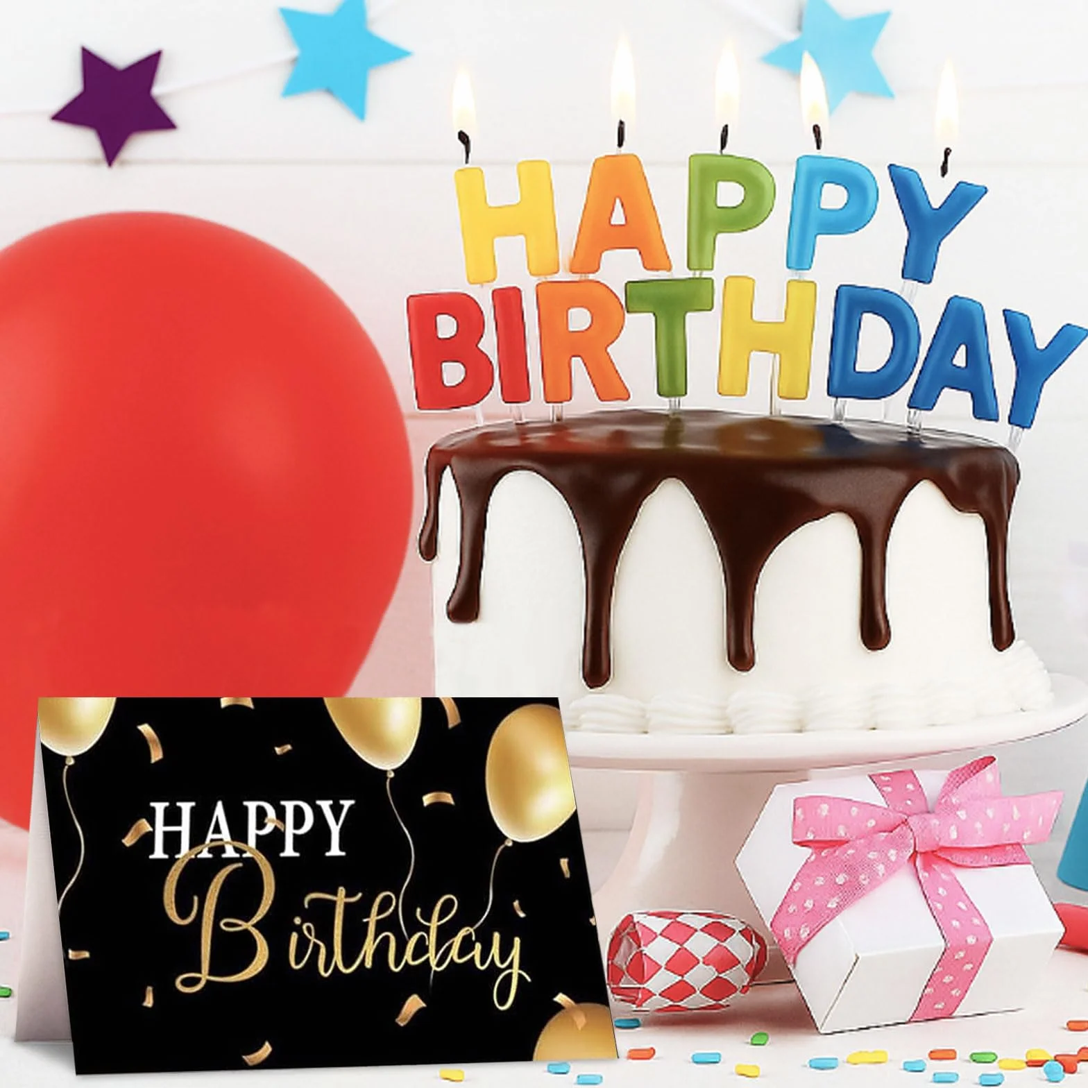 Lot de 24 Cartes d'anniversaire avec Enveloppe et Autocollants, Carte de Vœux Anniversaire Femme Homme Enfants