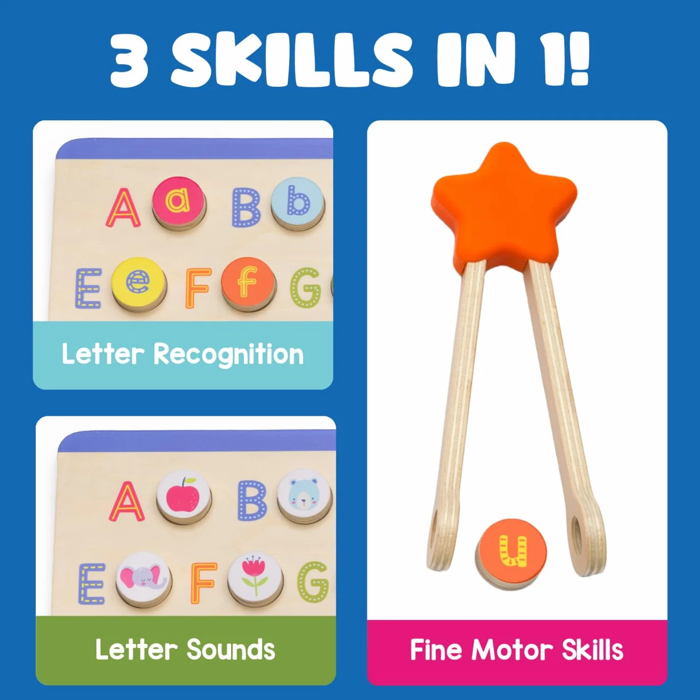 Learning Resources Puzzle en Bois ABC et Phonétiques des Lettres, 26 Jetons, Jouet Montessori, Cadeau 3 4 5 Ans