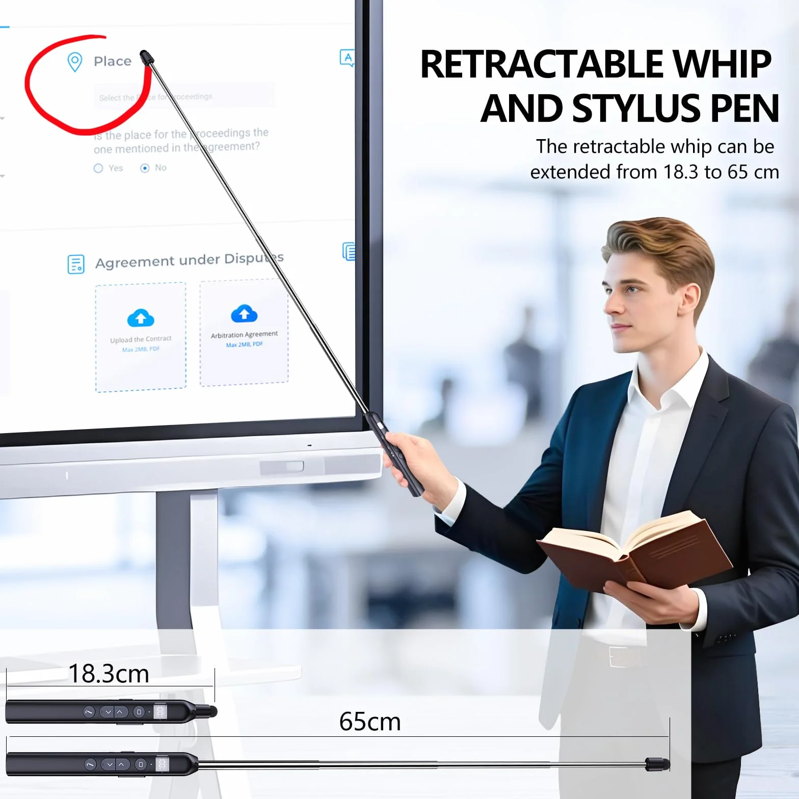 Norwii N21 Clicker de Présentation Bluetooth avec Pointeur Télescopique, Télécommande pour PowerPoint