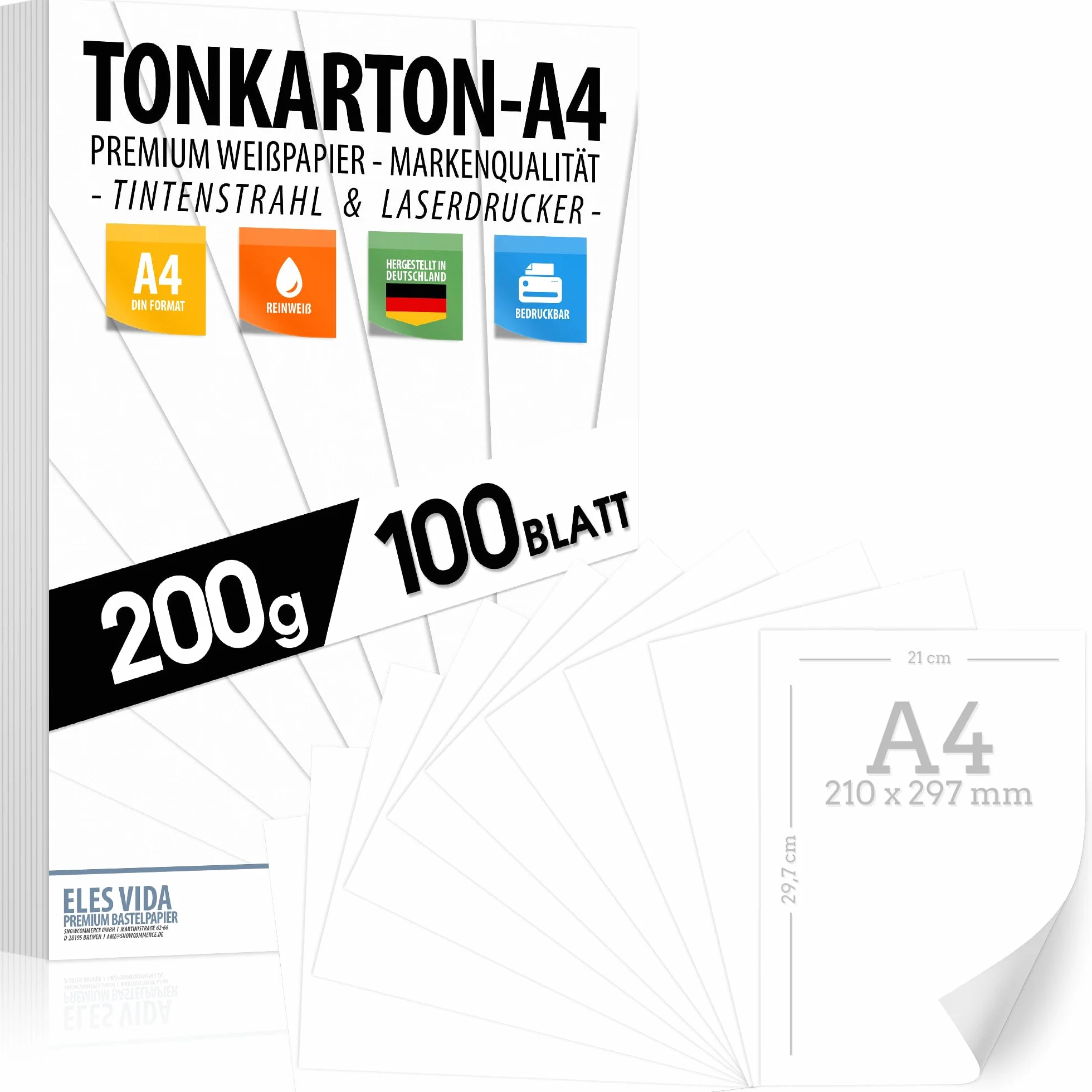 Papier photo mat 200 g/m² A4 100 feuilles blanc neige DIN