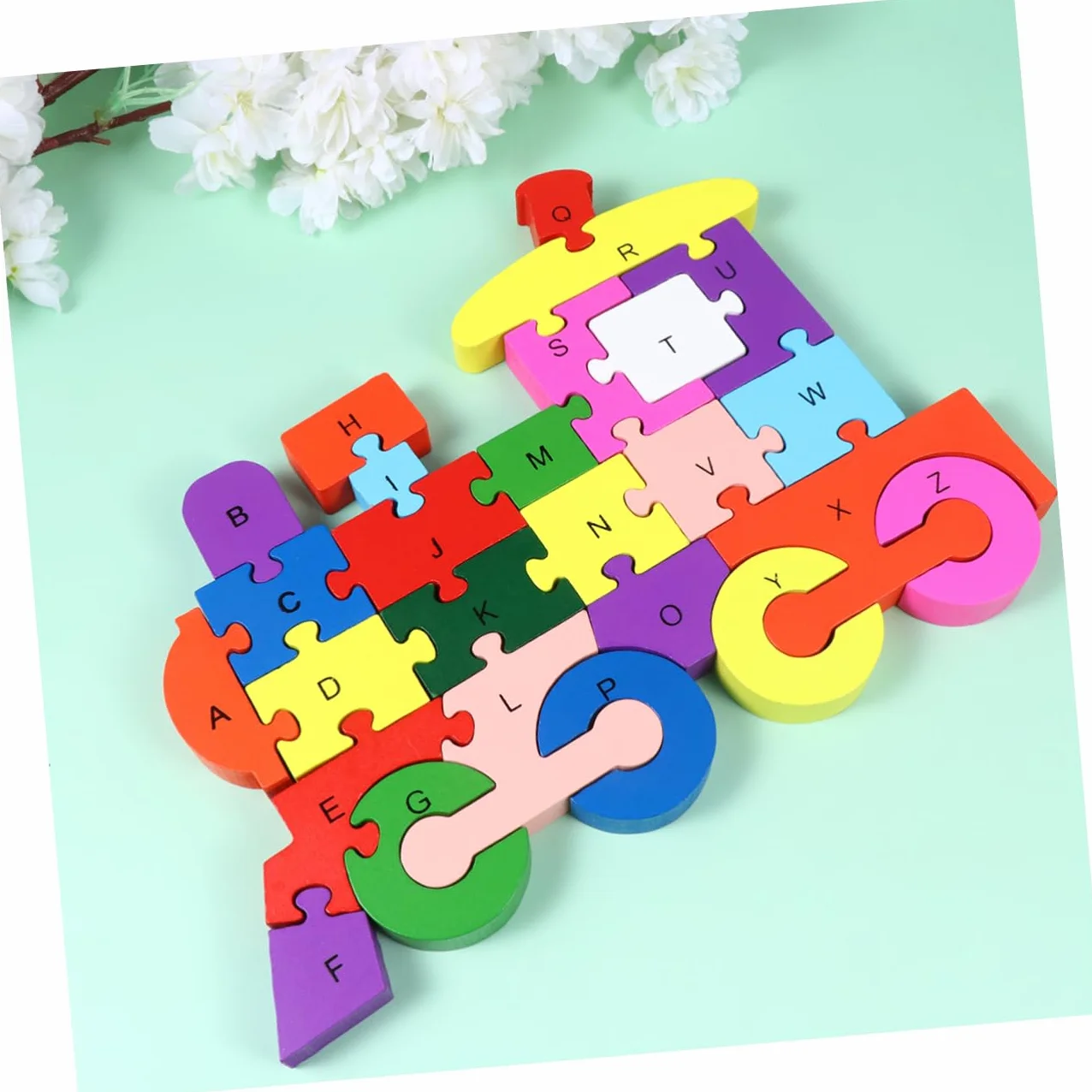 SUPVOX Puzzle Bois Alphabet Éducatif pour Enfant Cartoon Train