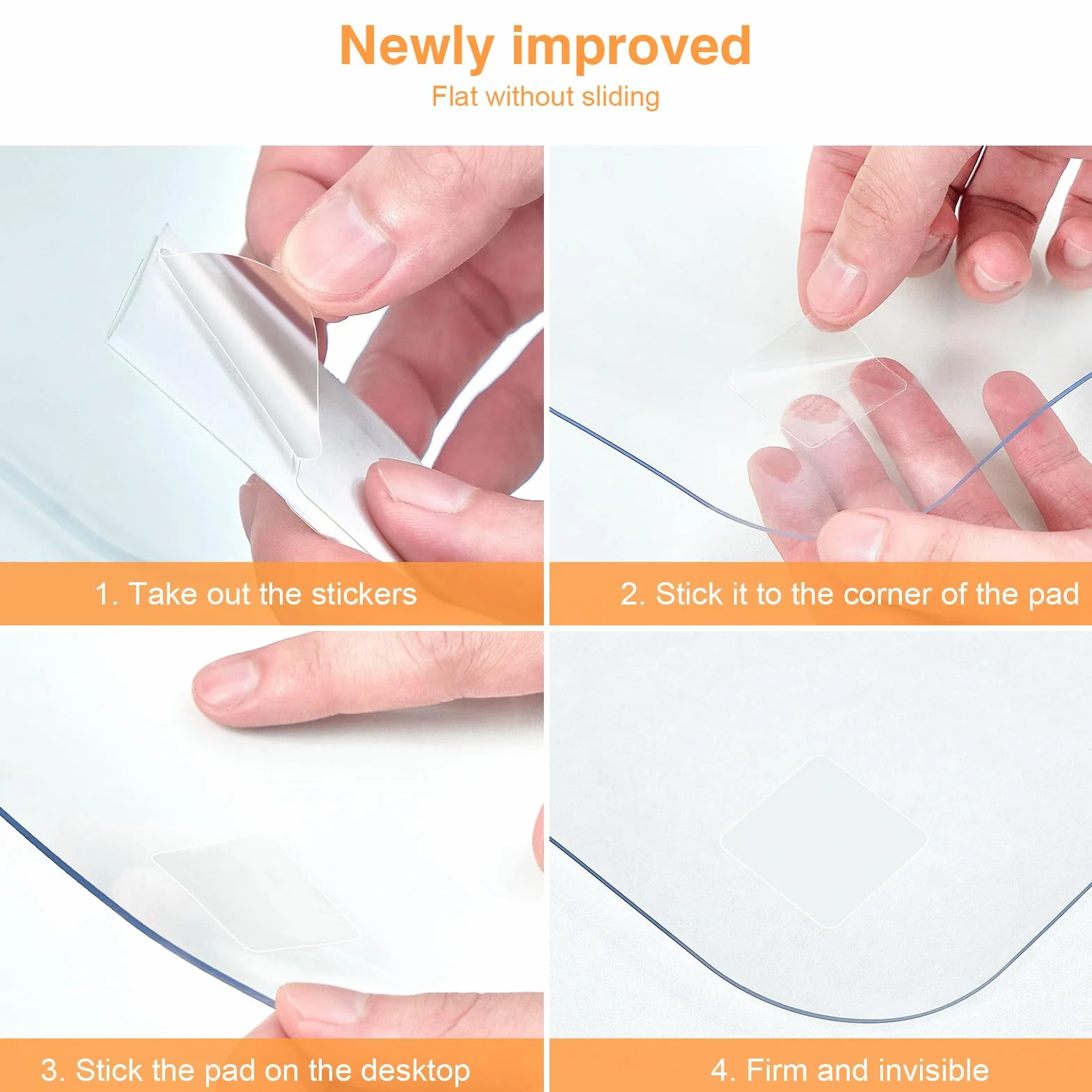 Tapis de Bureau Transparent 80x40 cm 1.5mm PVC Antidérapant Résistant à la Chaleur