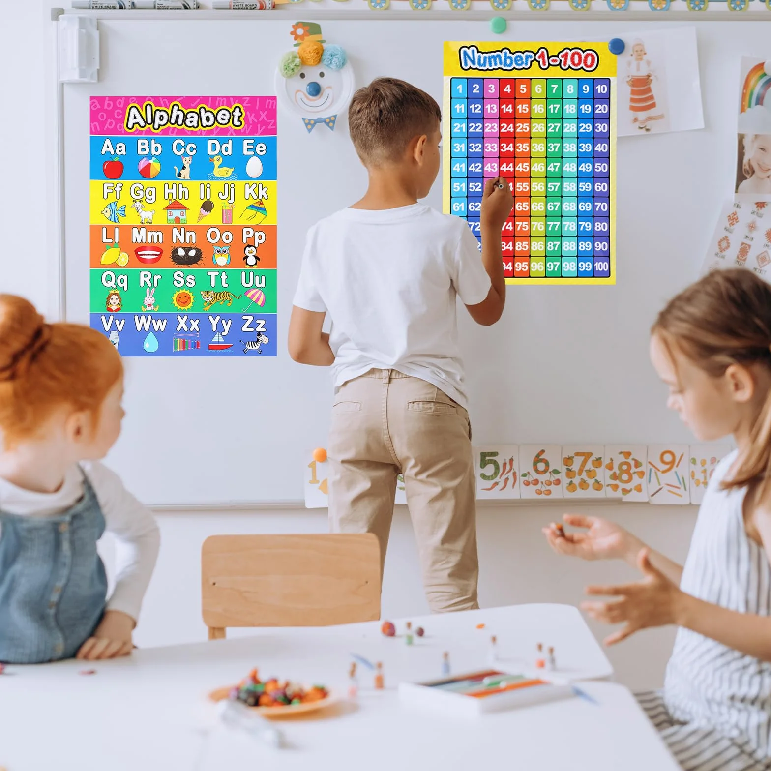 Lot de 2 grandes affiches éducatives ABC pour tout-petits - Décoration murale chambre enfant maternelle