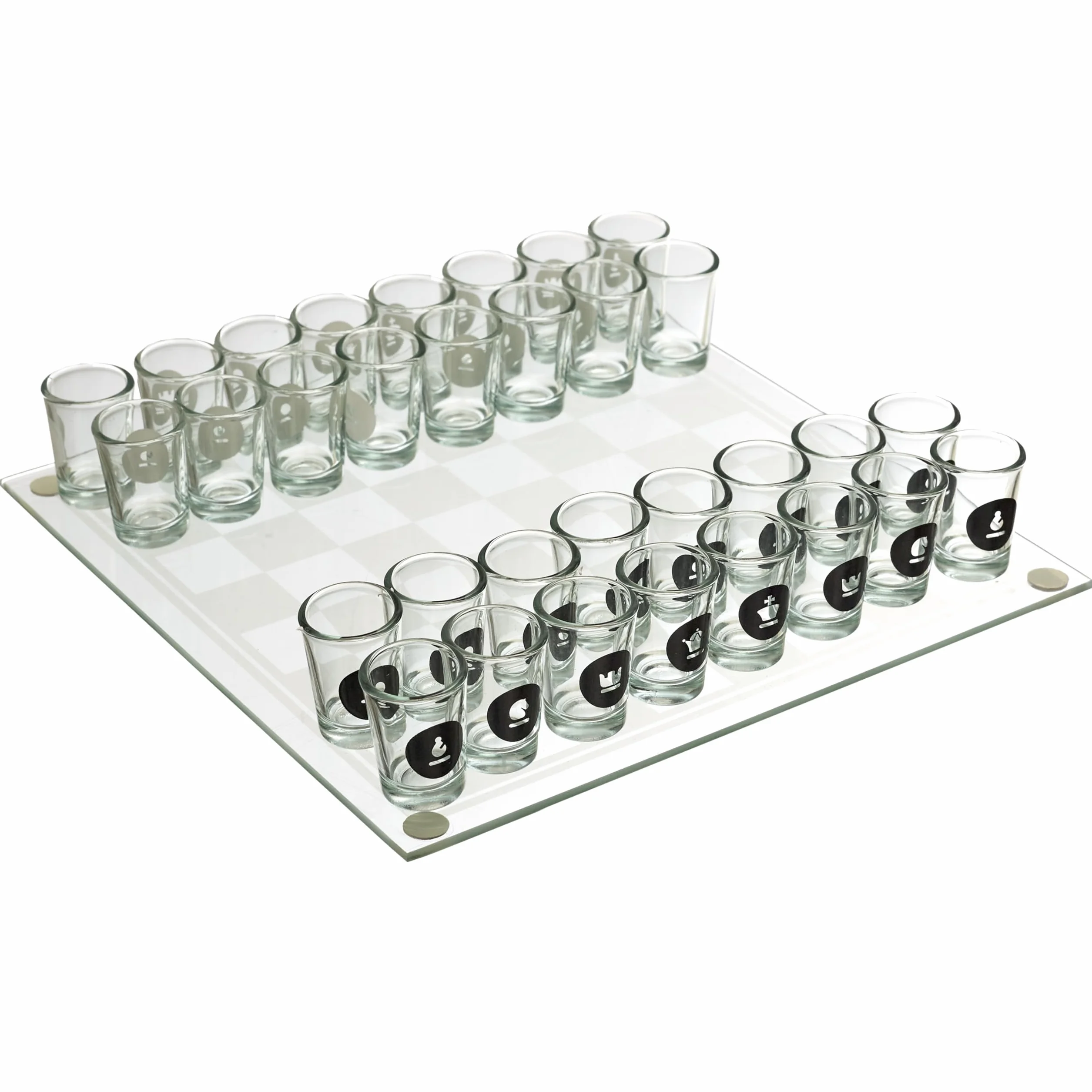MISTER GADGET MG3519 Jeu d'Échecs à Boire en Verre Blanc et Noir