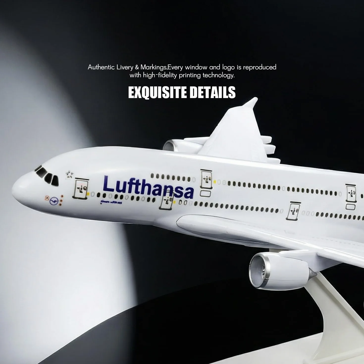 Maquette d'avion à Assembler Échelle 1/280 Compatible A380 Lufthansa Kit Plastique Assemblage Rapide avec Support