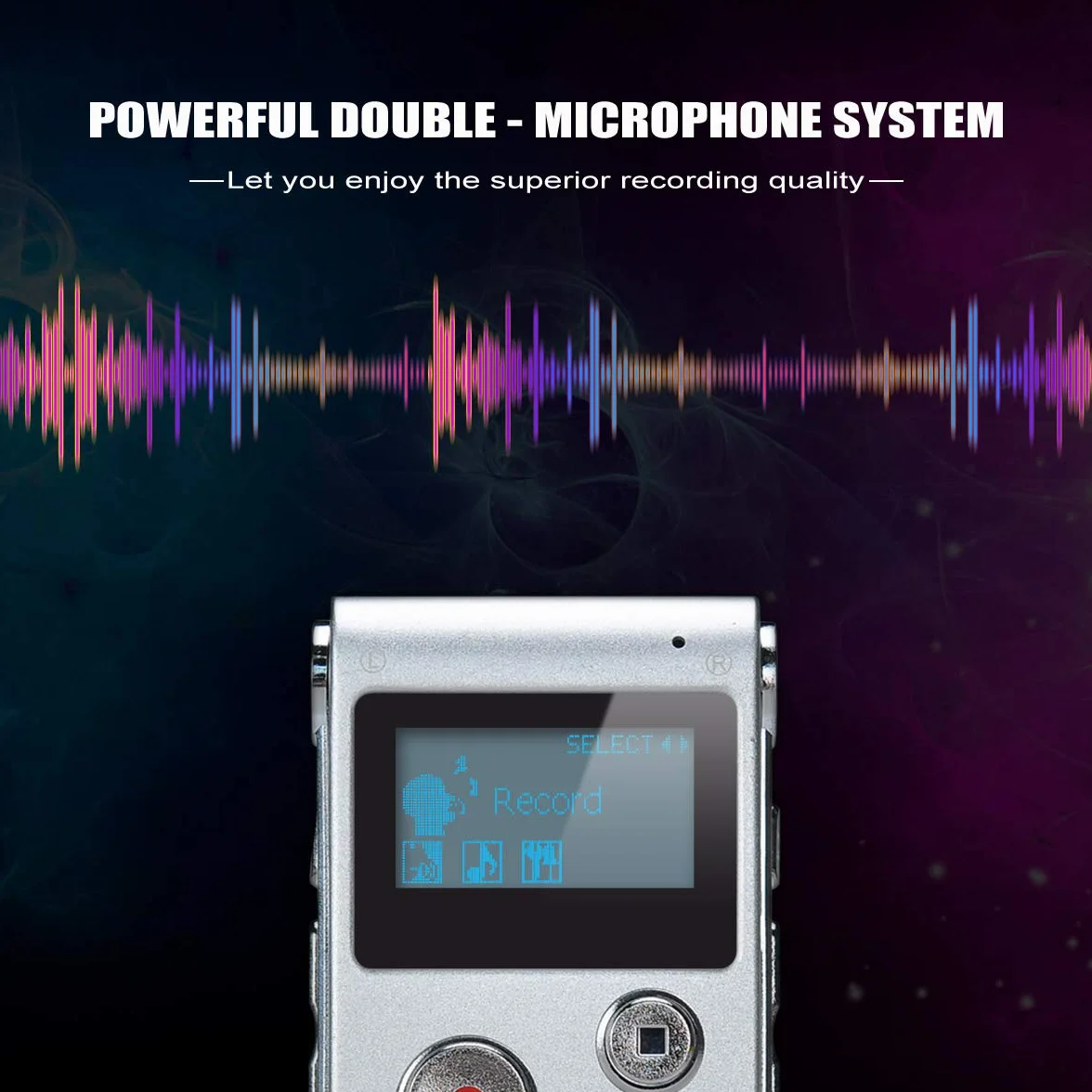 Dictaphone Enregistreur Numérique Portable 8GB Enregistreur Audio Lecteur MP3 LCD Argent