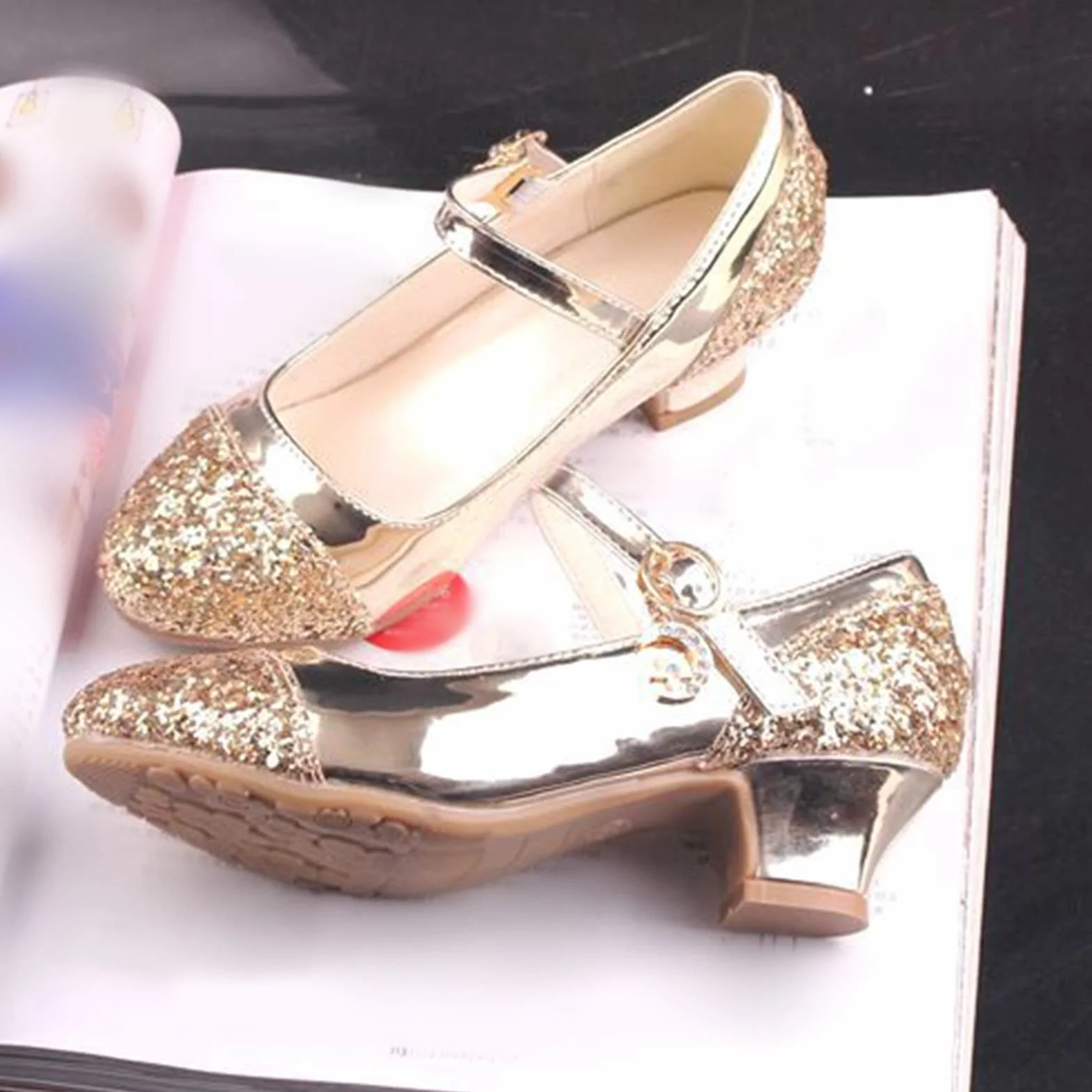 Chaussures à talon princesse pour fille Sandales paillettes cosplay Mary