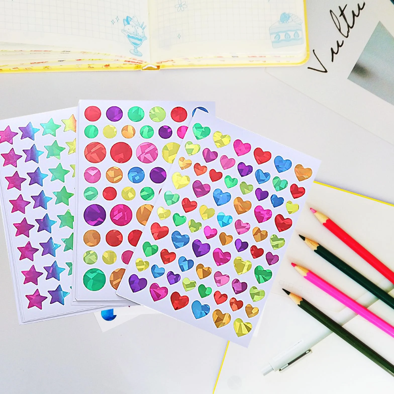Autocollants à paillettes laser pour scrapbooking, récompense et étiquettes de bricolage