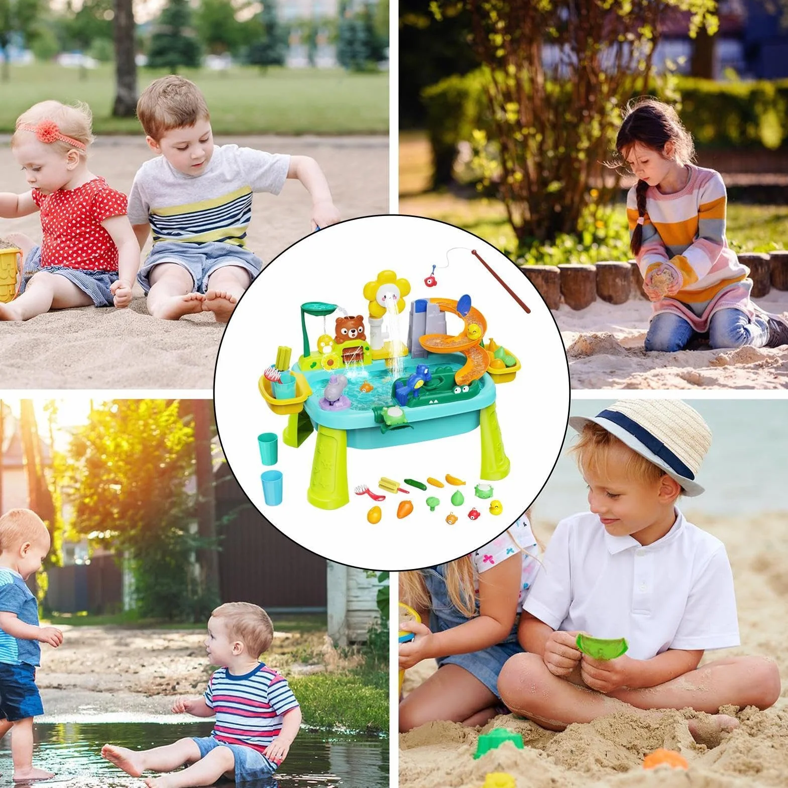 Table de jeux sensorielle pour tout-petits - Jeu d'extérieur avec aimants | Centre d'activités interactif anti-éclaboussures