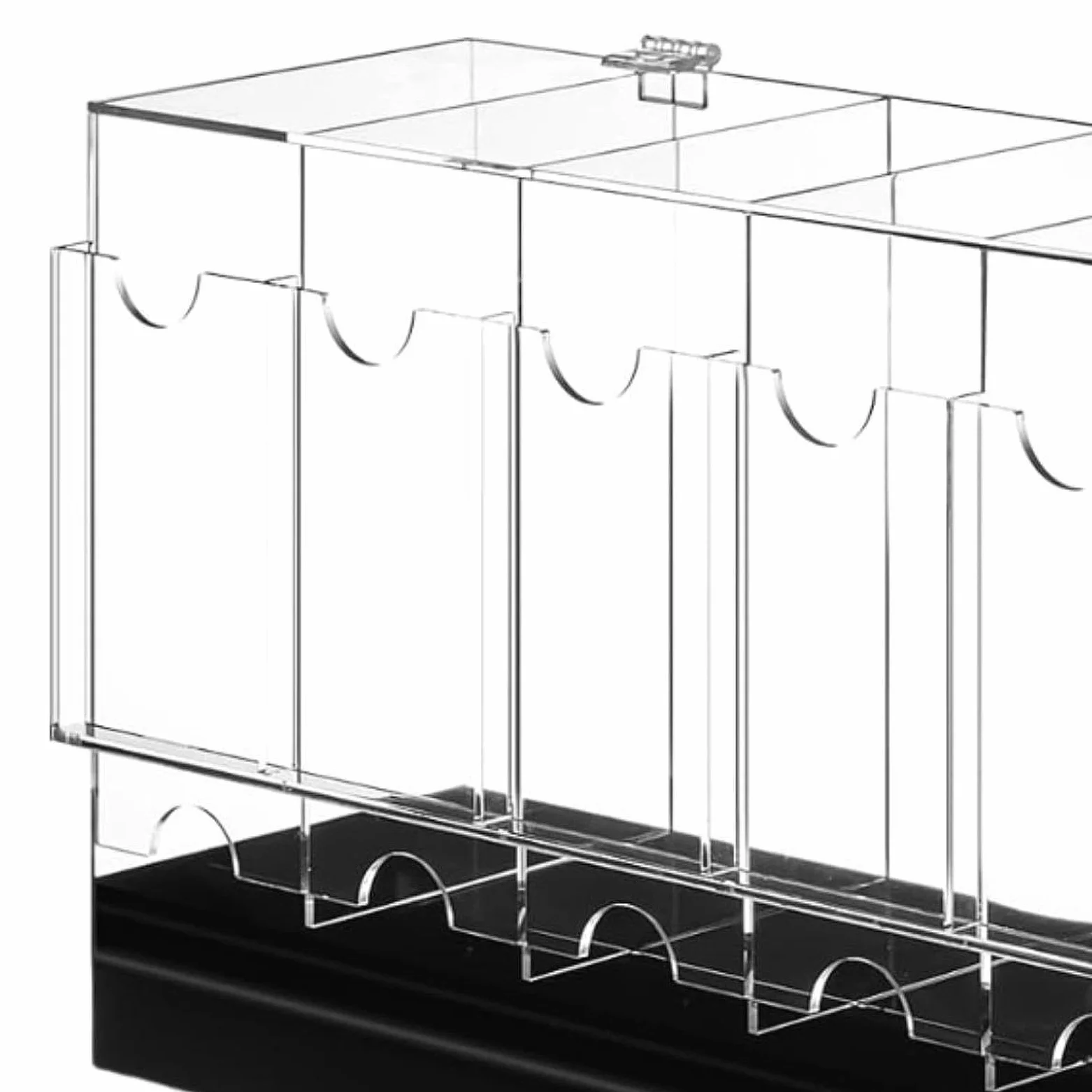 Distributeur de Boosters 6 Compartiments Boîte de Rangement Présentoir de Cartes Organisateur de Paquets Vitrine Acrylique Accès Fluide Aux Sachets en, Noir