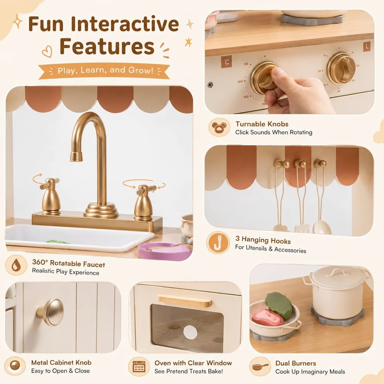 ROBUD Cuisine de Jeu en Bois pour Enfants, avec Vaisselle, casseroles, saladier et légumes – Convient aux Enfants à partir de 3 Ans