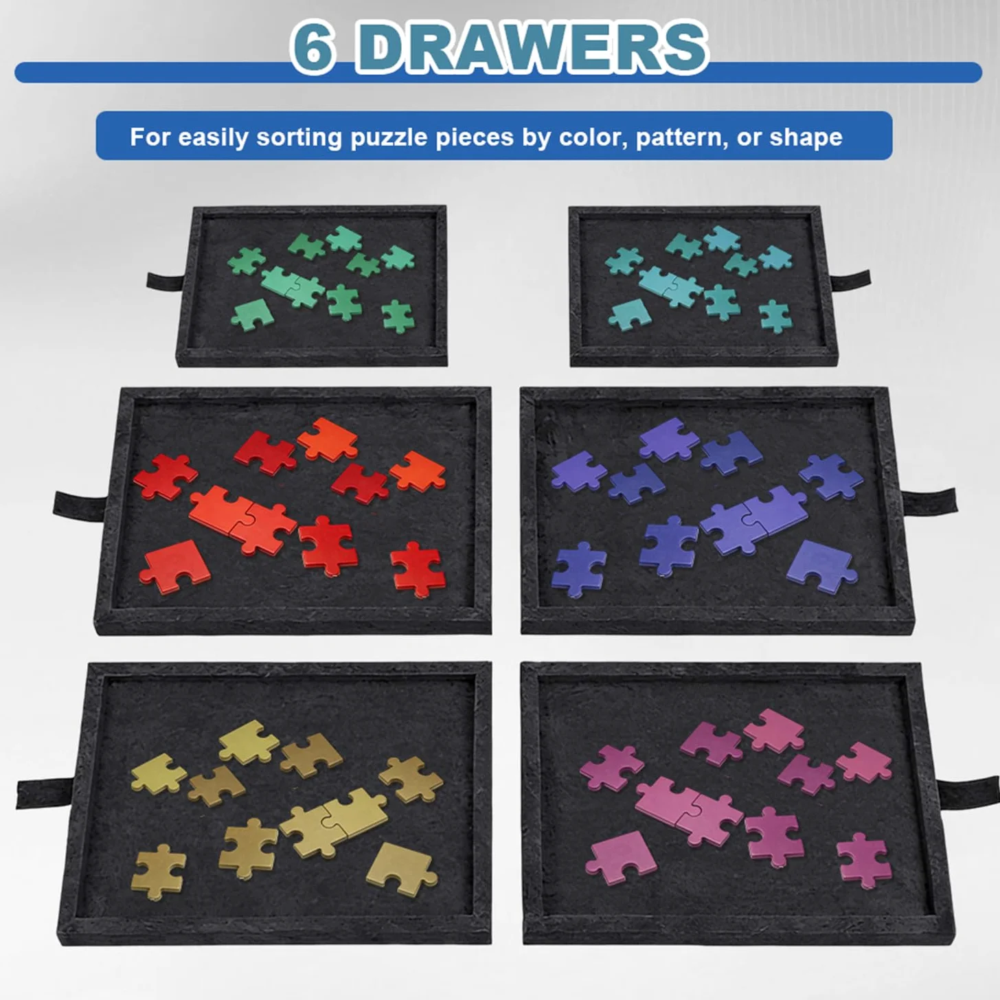 Table puzzle pliable pour 1000 pièces, inclinable avec 6 tiroirs | Planche de puzzle avec support design 2 en 1 et couvercle en feutre super léger pour puzzle jusqu'à 1000 puzzles (noir)