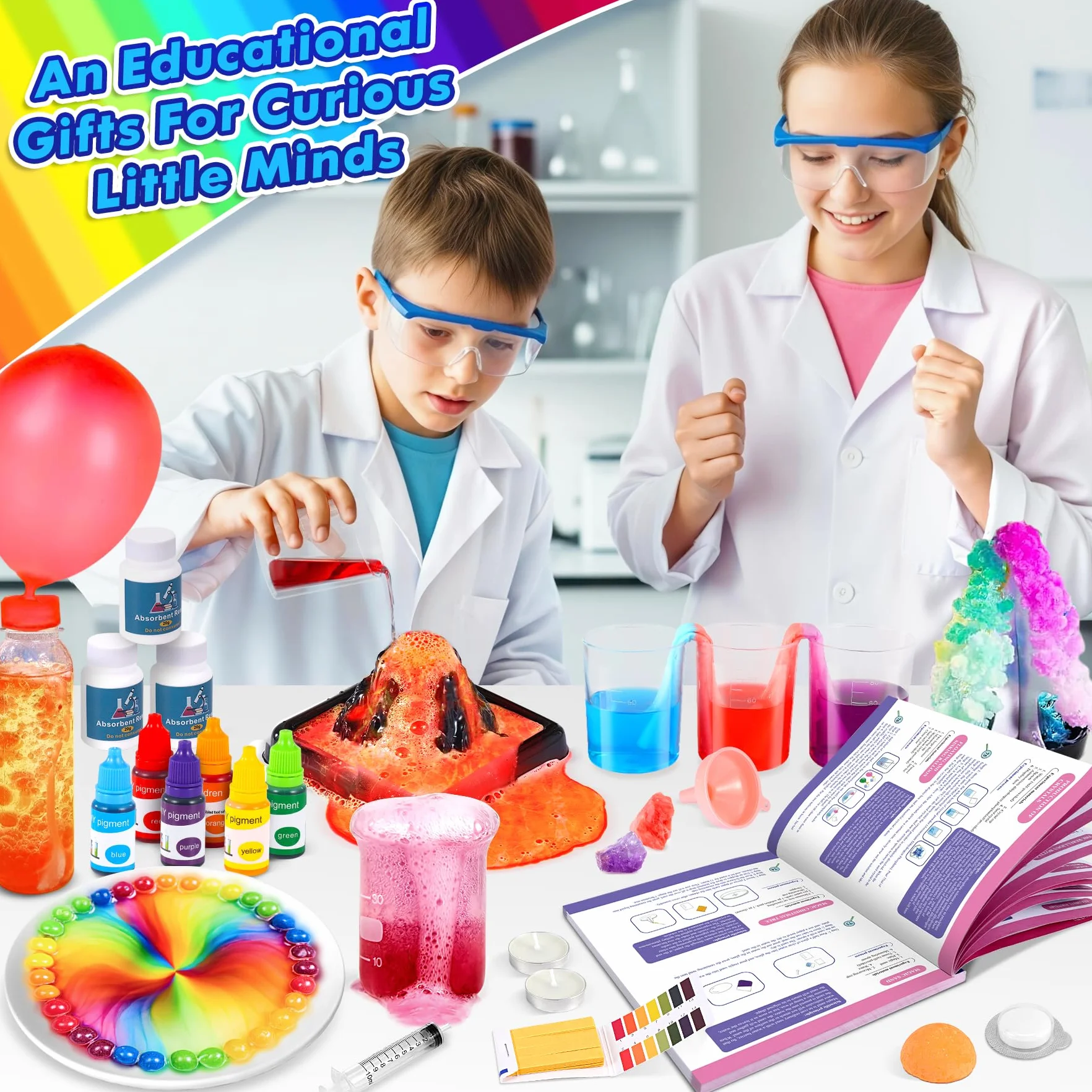 80+ Experiences Scientifiques Enfants - Kit Scientifique Enfant - Cadeau Fille Garcon 6-10 Ans - Jouet Chimie