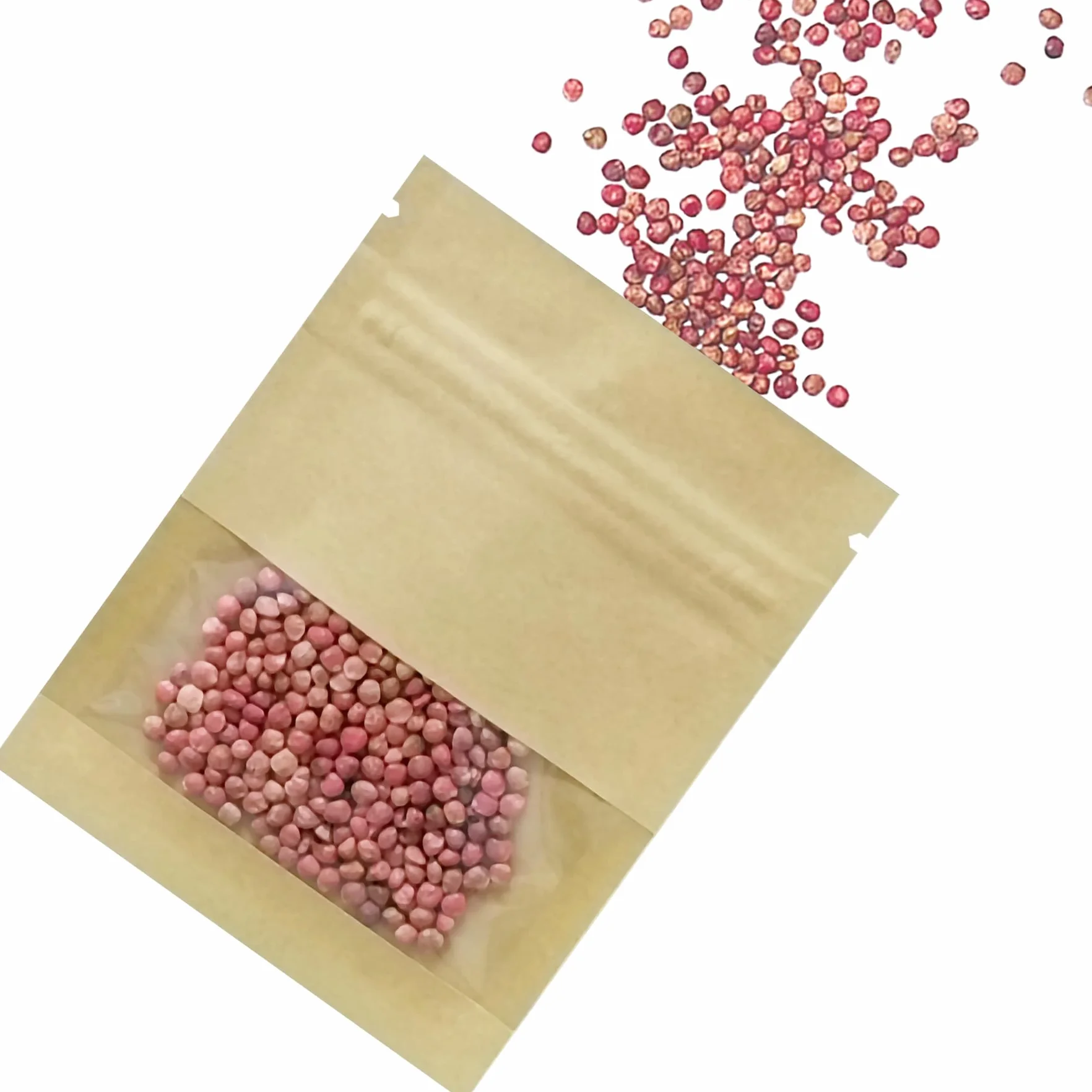 Papier Kraft Brun Sac Refermable Enveloppe Graines Fenêtre Transparente Thermoscellé 7x9cm 100 Pack