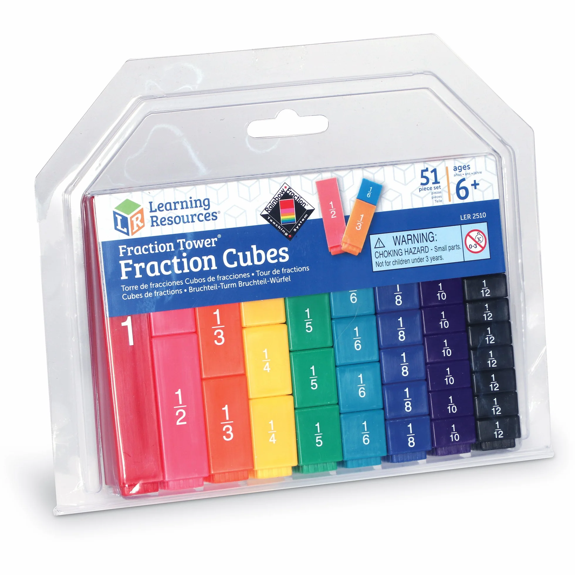 Learning Resources Cubes Fraction Tower Kit 51 Pièces Jeu Mathématiques Montessori Cadeau Éducatif Enfant 6 Ans