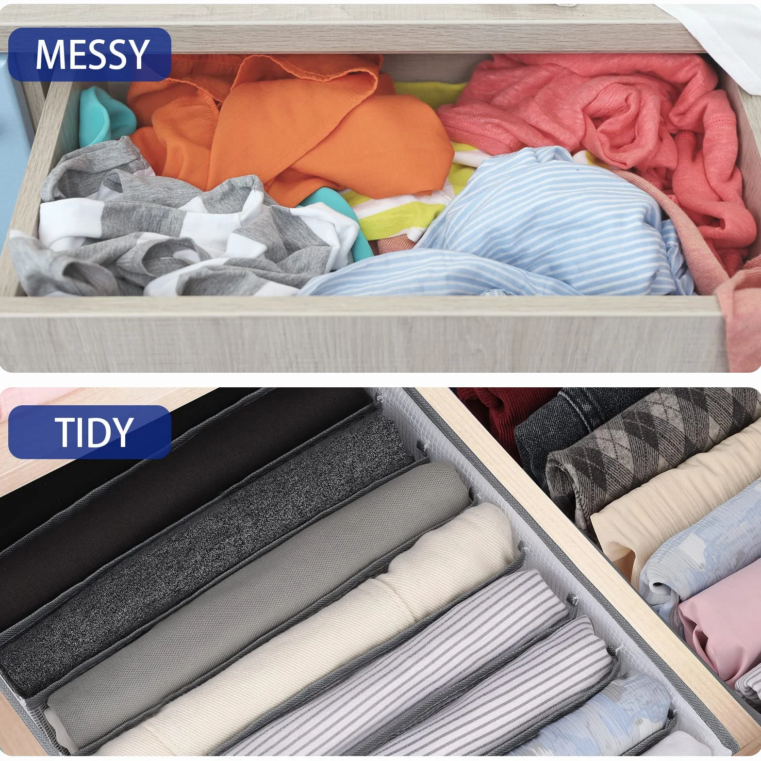 Organisateur de Vêtements Pliable 12 Grilles Armoire Boîte de Rangement Gris Clair