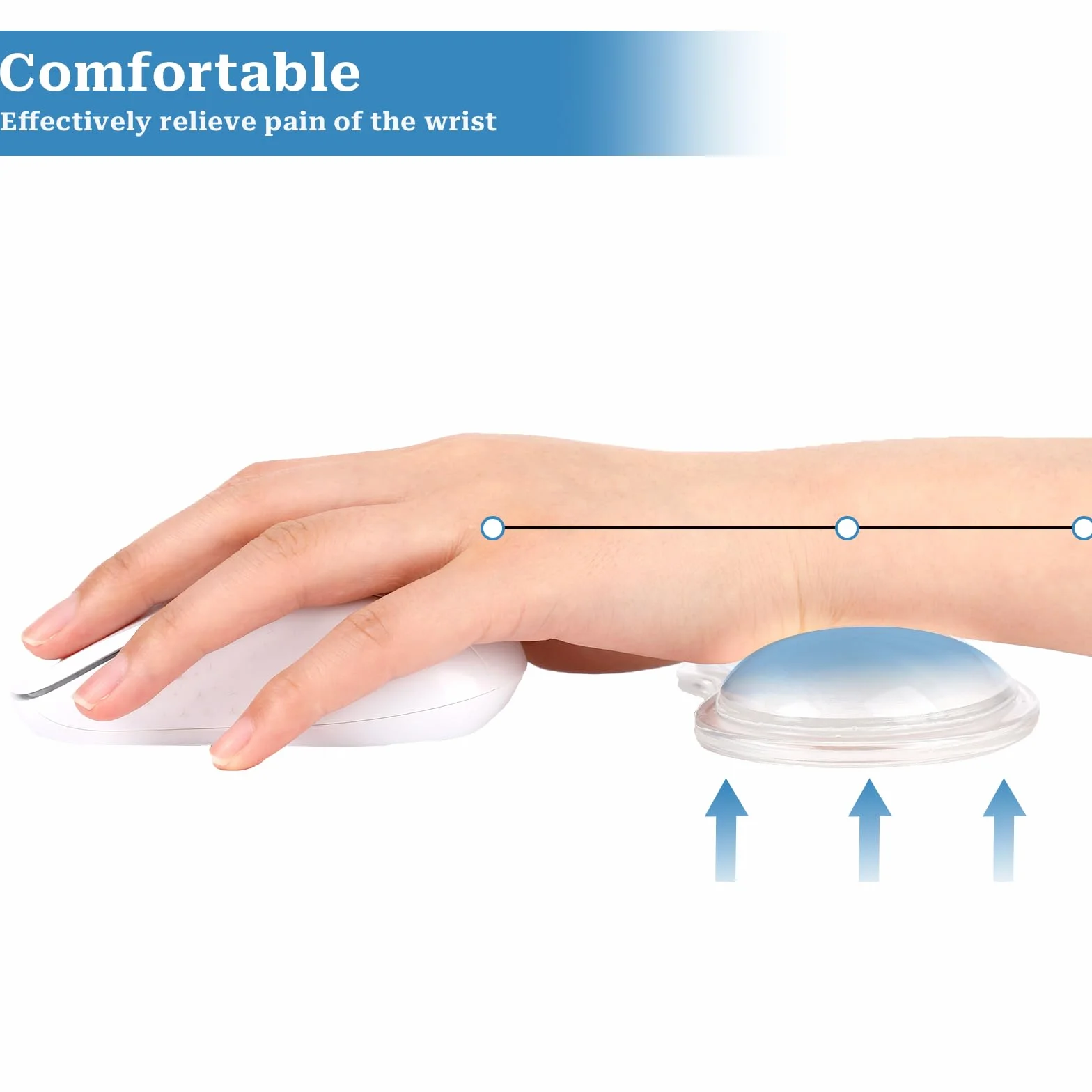 Repose-poignet en gel souple ergonomique pour souris, coussin silicone transparent anti-fatigue