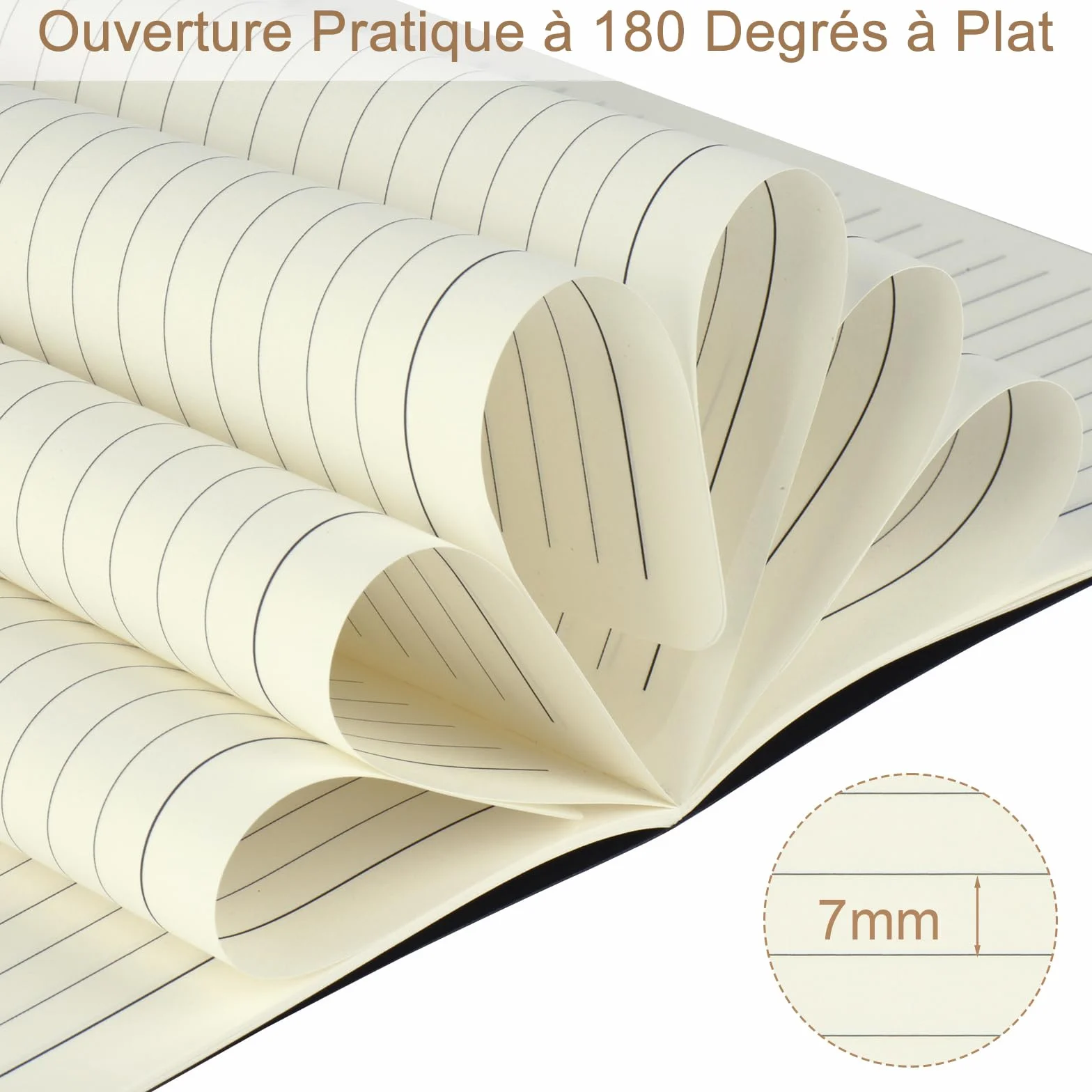 Cahiers Lignés A5 Lot de 5 Blocs Carnet de Notes Couverture Kraft Noire 60 Pages