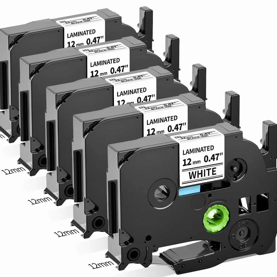 Ruban Compatible Brother P-touch TZe-231 12mm Noir sur Blanc, Pack de 5