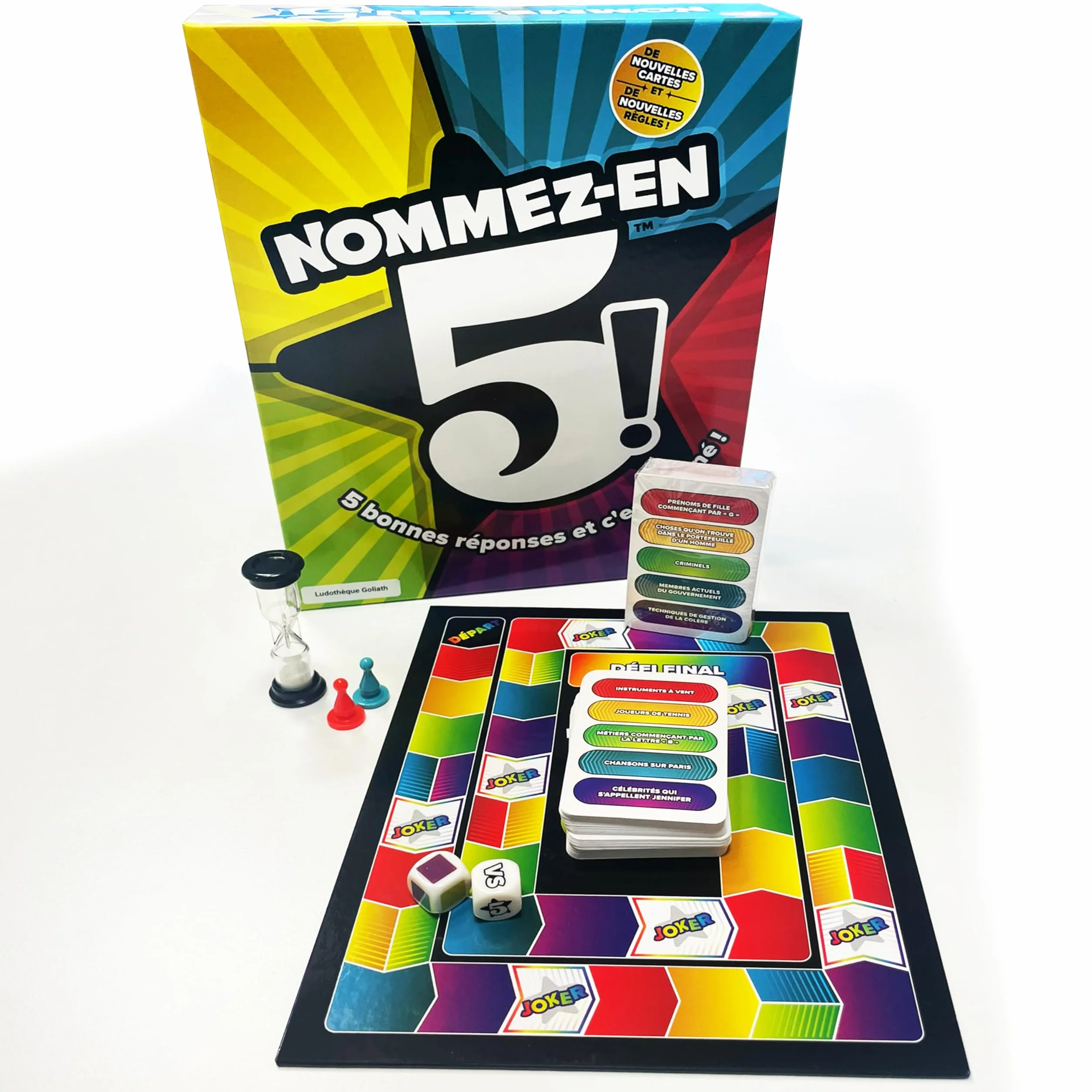 Goliath NOMMEZ-EN-5! Jeu de Société Délirant dès 12 Ans - Jeu de Rapidité, Trouver 5 Réponses, en Famille ou Entre Amis, 2 Joueurs