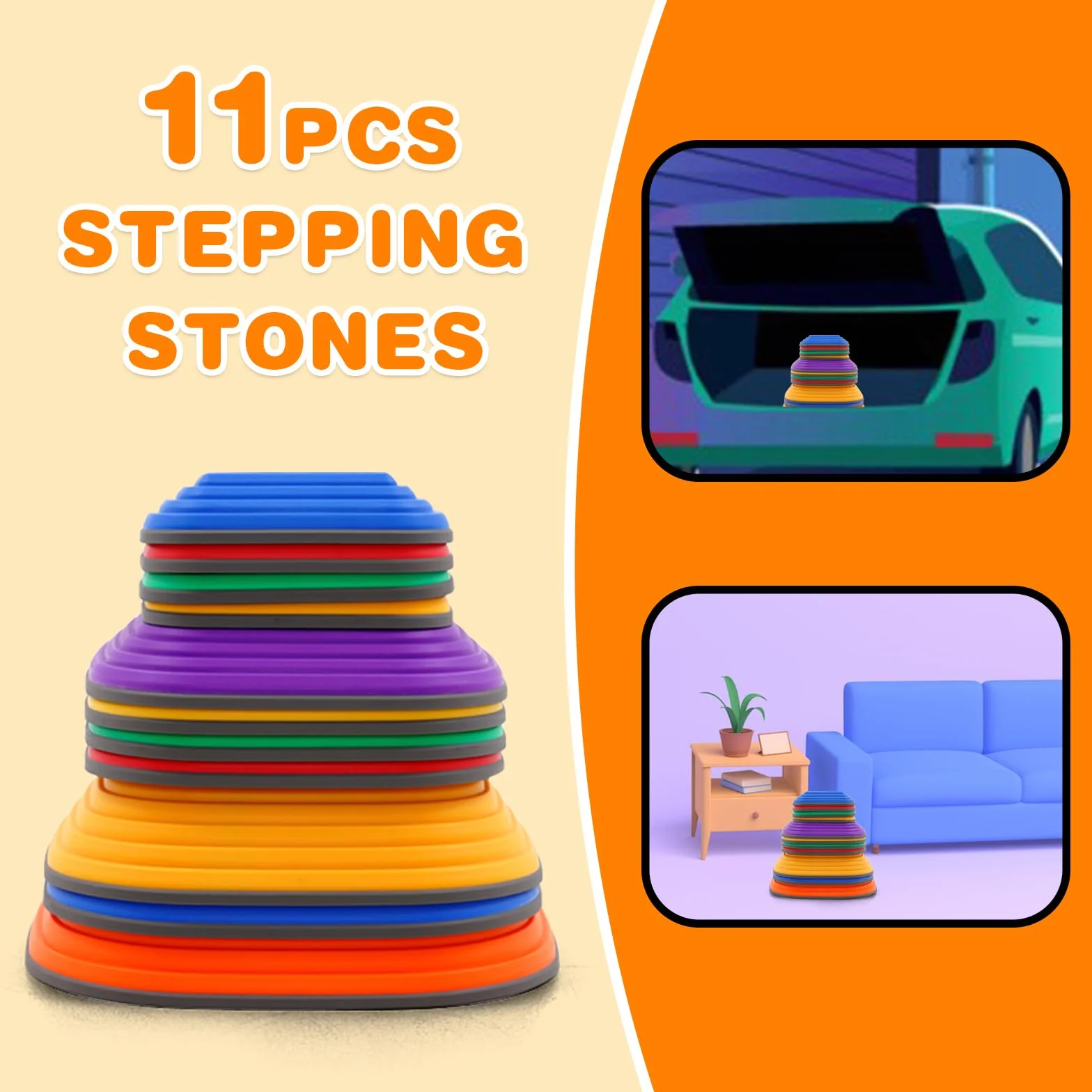 Pierres D'équilibre pour Enfants Antidérapant Parcours de Motricité Intérieur Extérieur Balance Stepping Stones