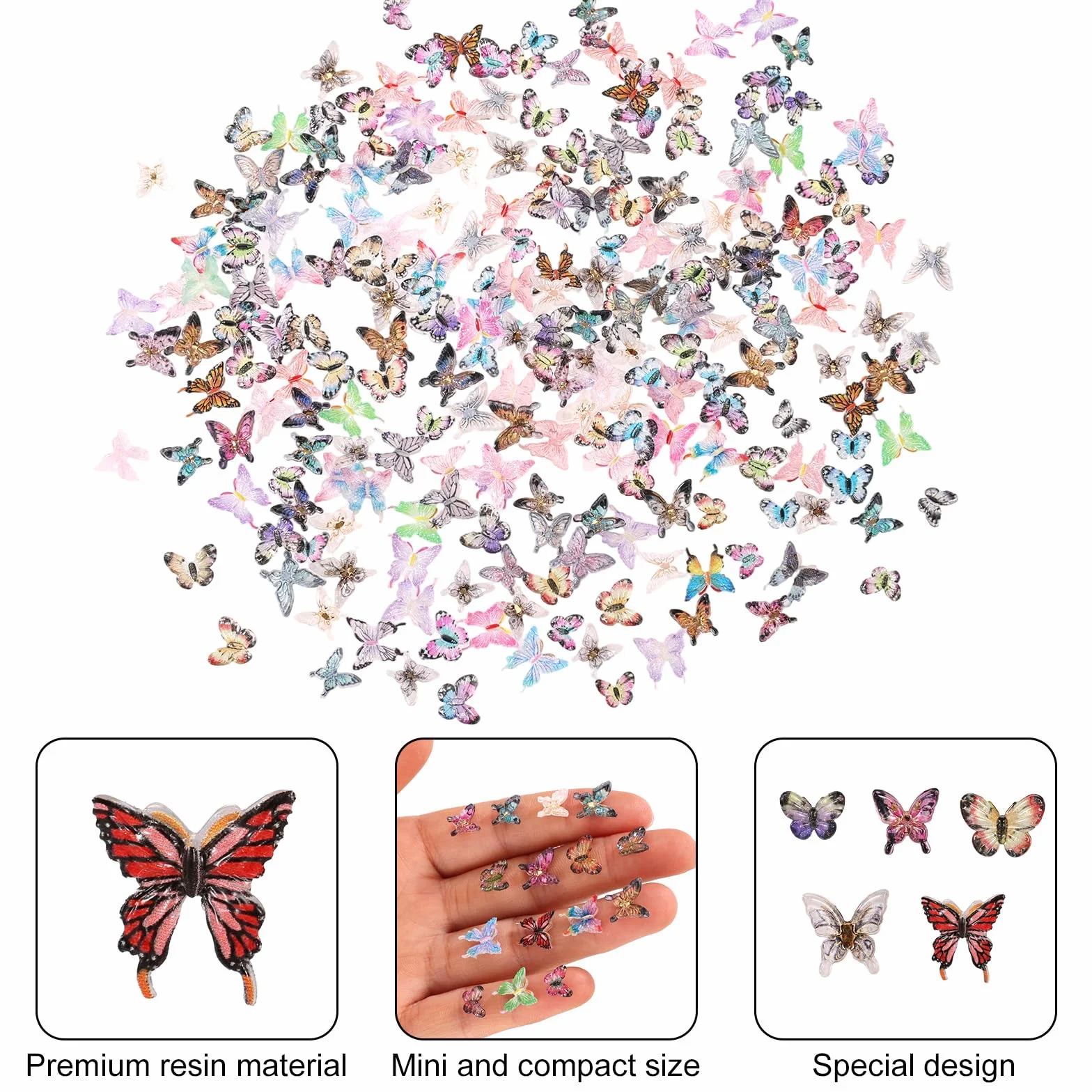 Lyreh 210pcs Mini Papillons en Résine Figurines pour Décoration de Jardins Miniatures