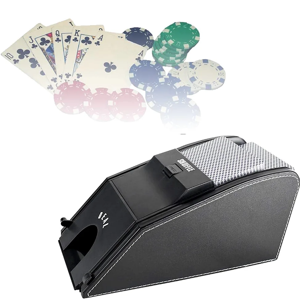 Mélangeur de Cartes Automatique, Mélangeur de Cartes de Poker, Mélangeur de Jeux de Cartes, 2 in 1Deck pour Jeux de Cartes Domestiques, Poker Rami, Blackjack