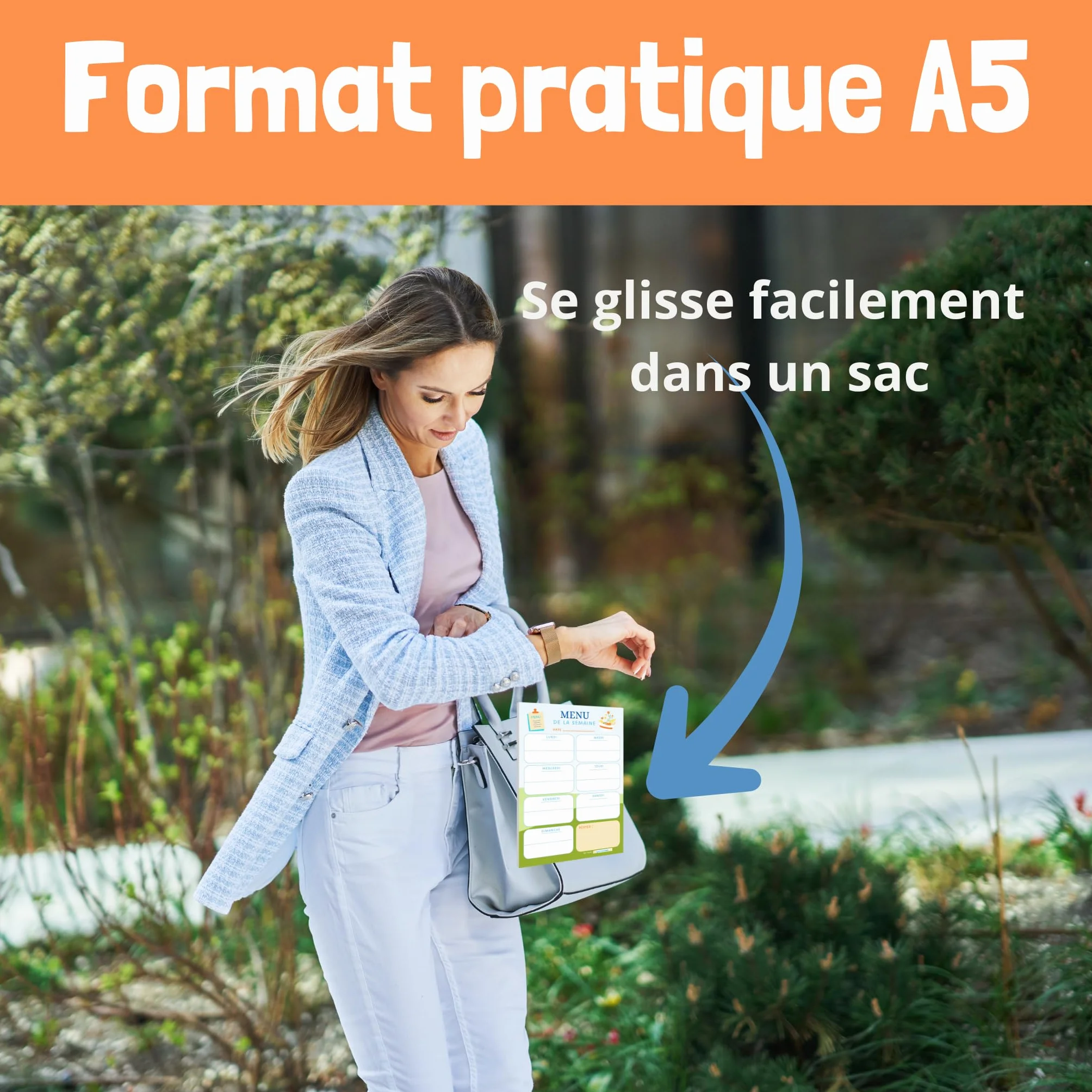 Bloc menu de la semaine - planificateur des repas hebdomadaire A5 - organisation quotidien 50 pages